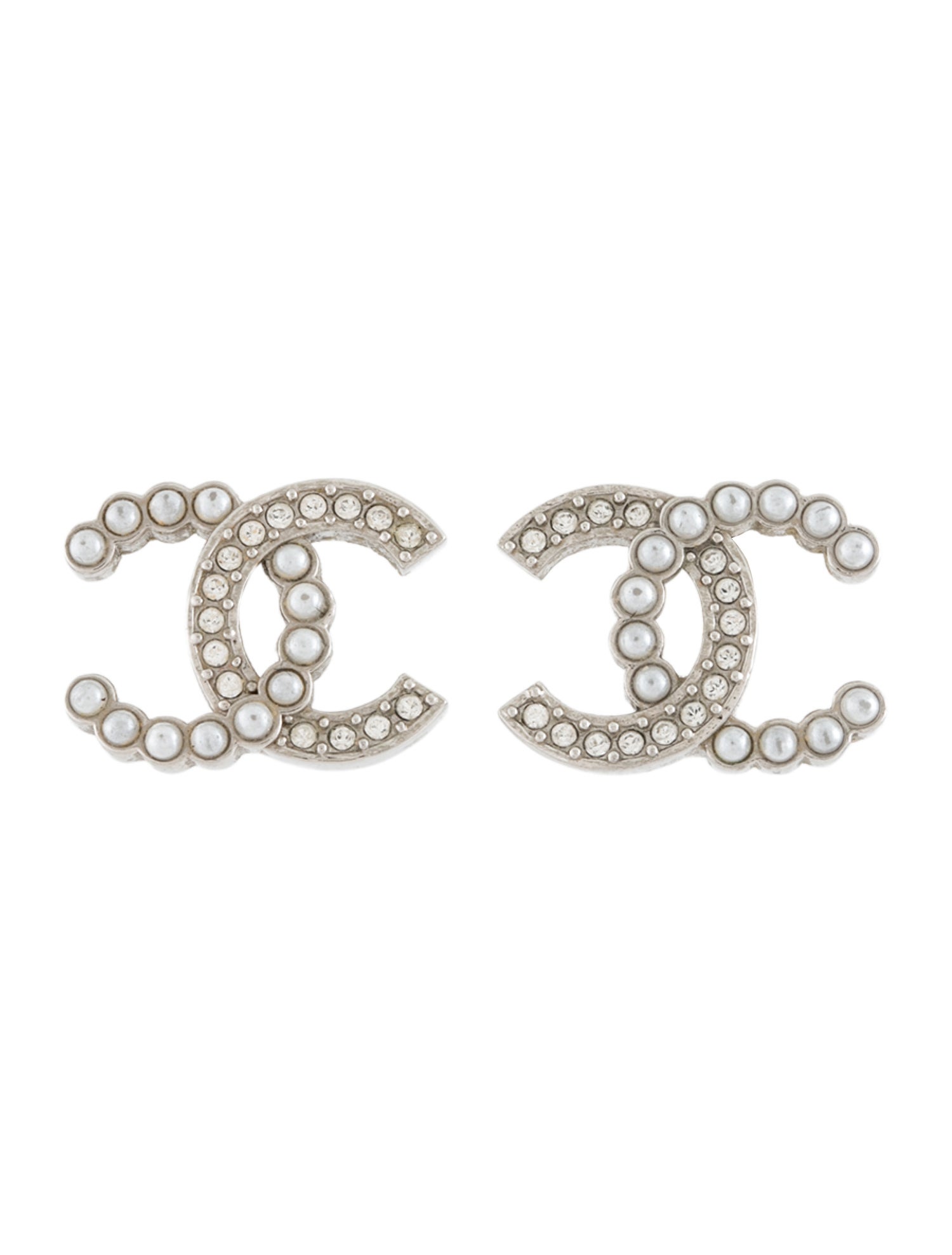 Chanel 2025 Strass & Faux Pearl CC Stud Earrings