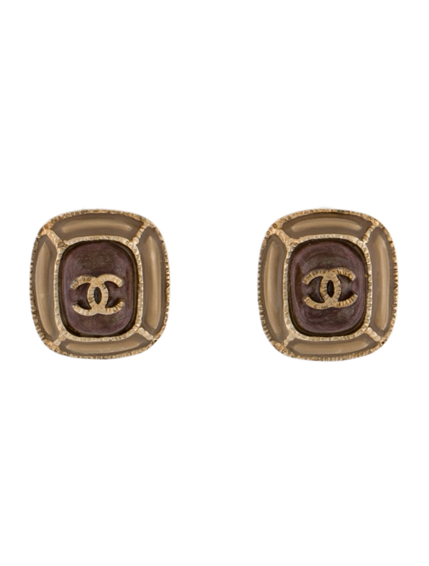 Chanel Resin CC Stud Earrings