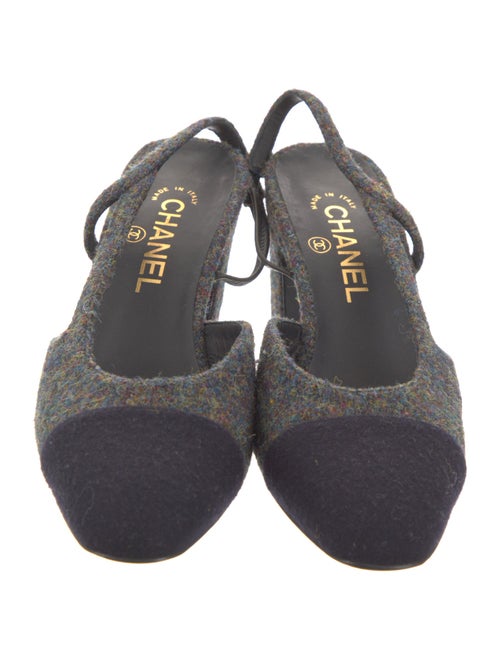Chanel Interlocking CC Logo Wool Slingback Pumps