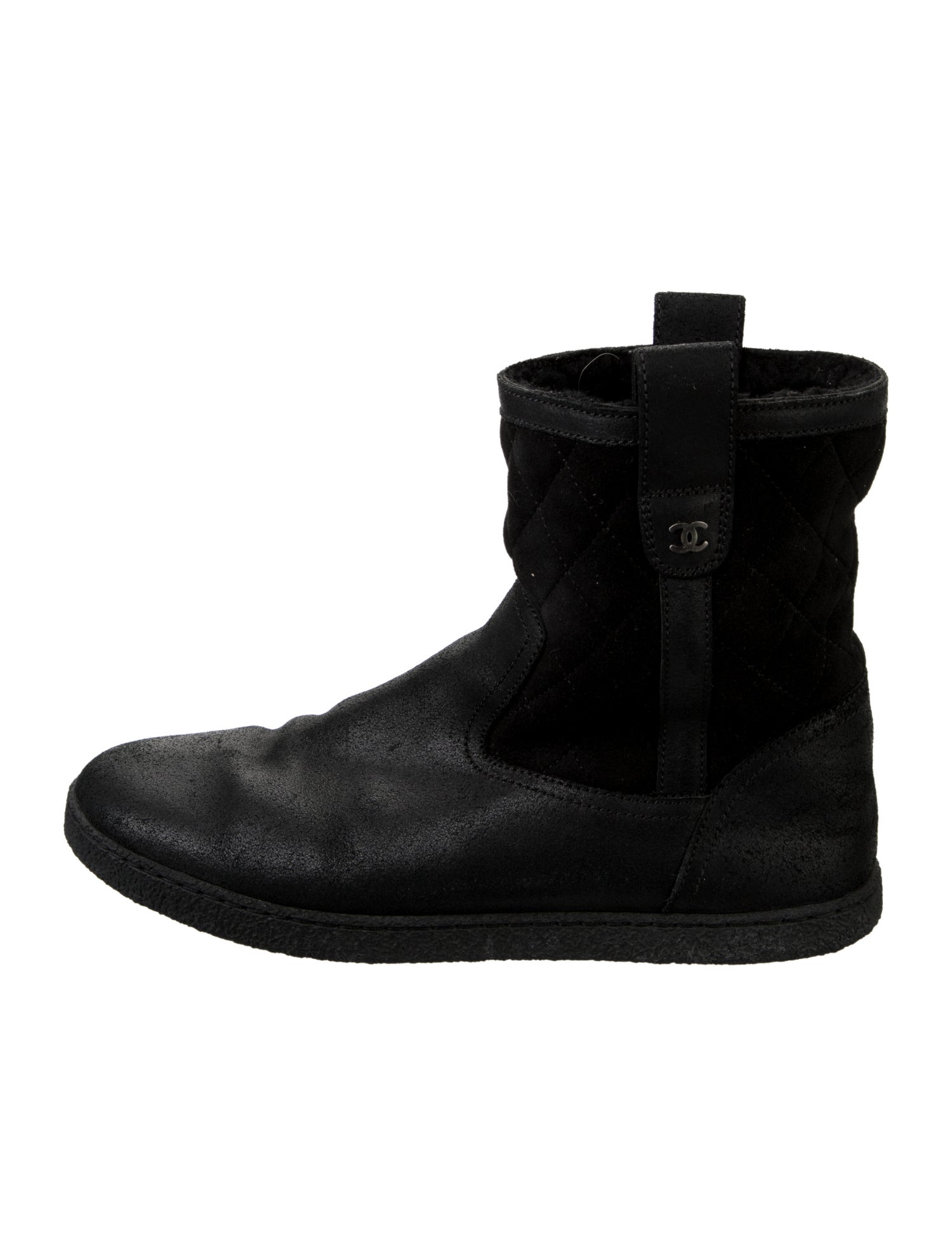 Chanel Interlocking CC Logo Suede Boots