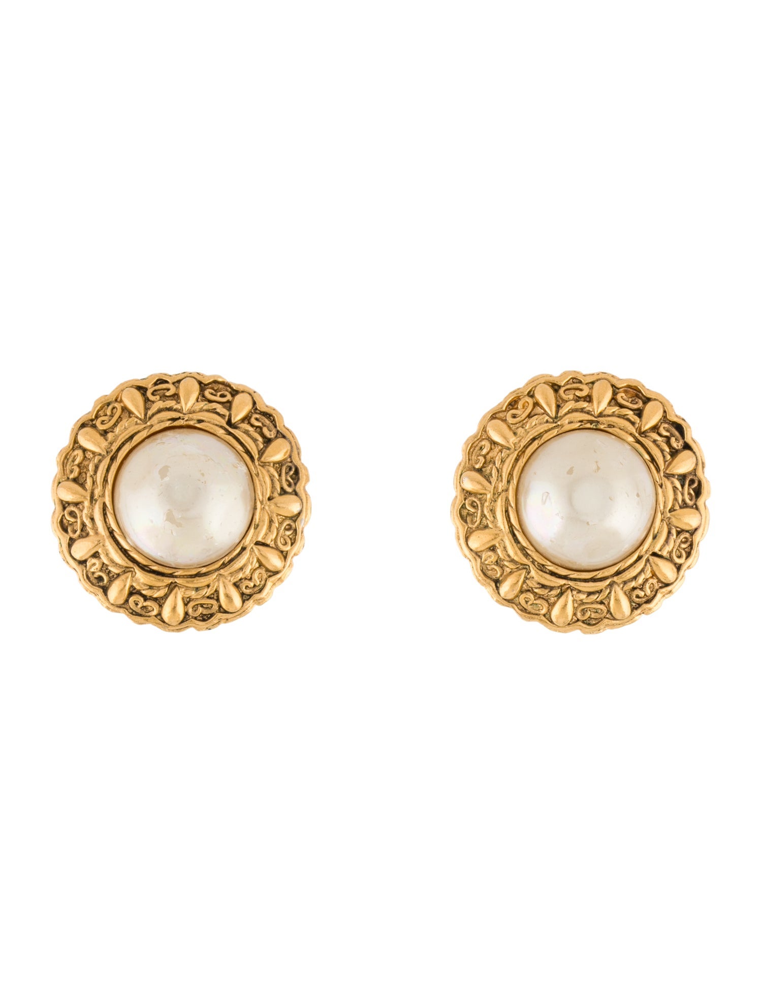 Chanel Vintage Faux Pearl Clip-On Earrings