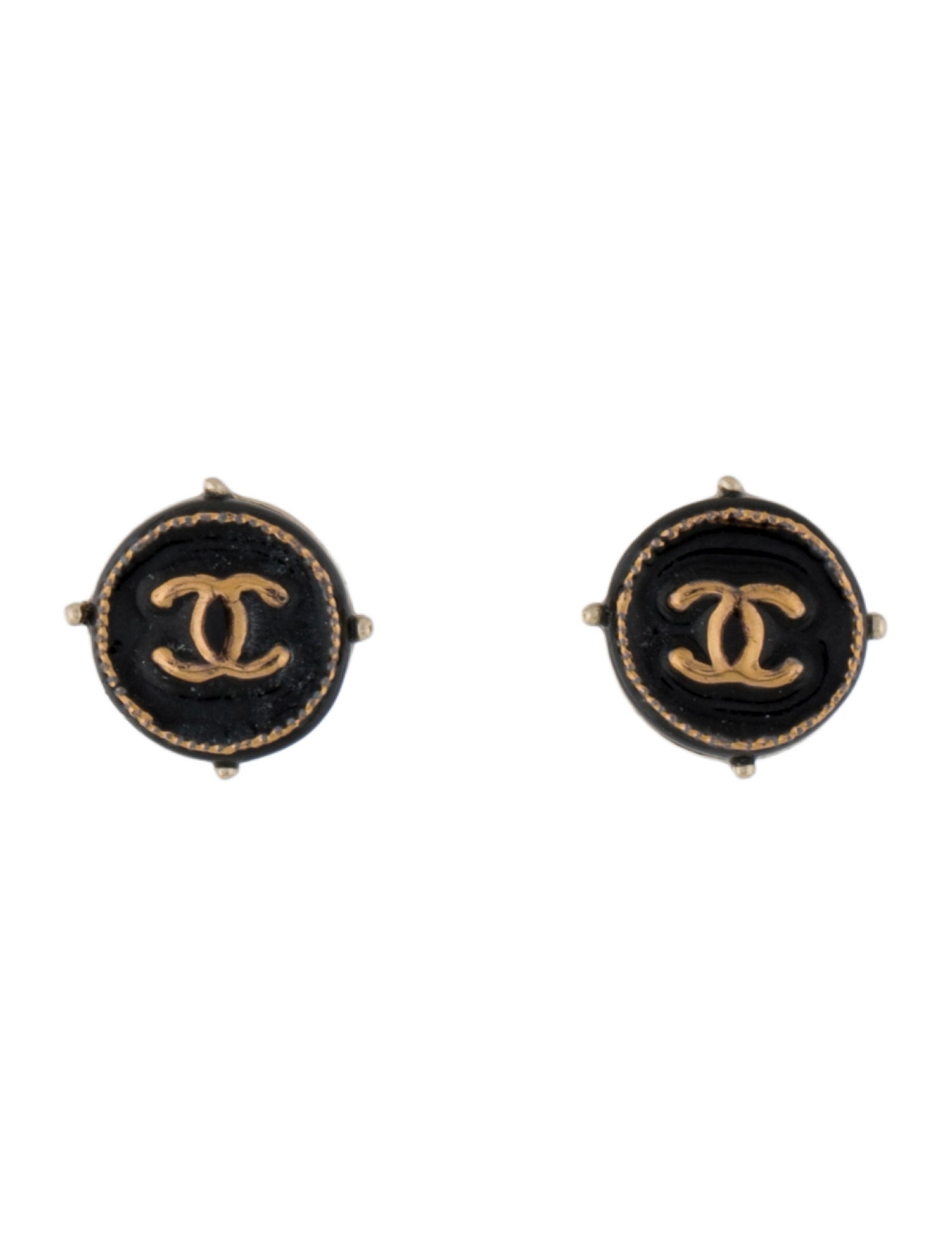 Chanel Enamel CC Stud Earrings