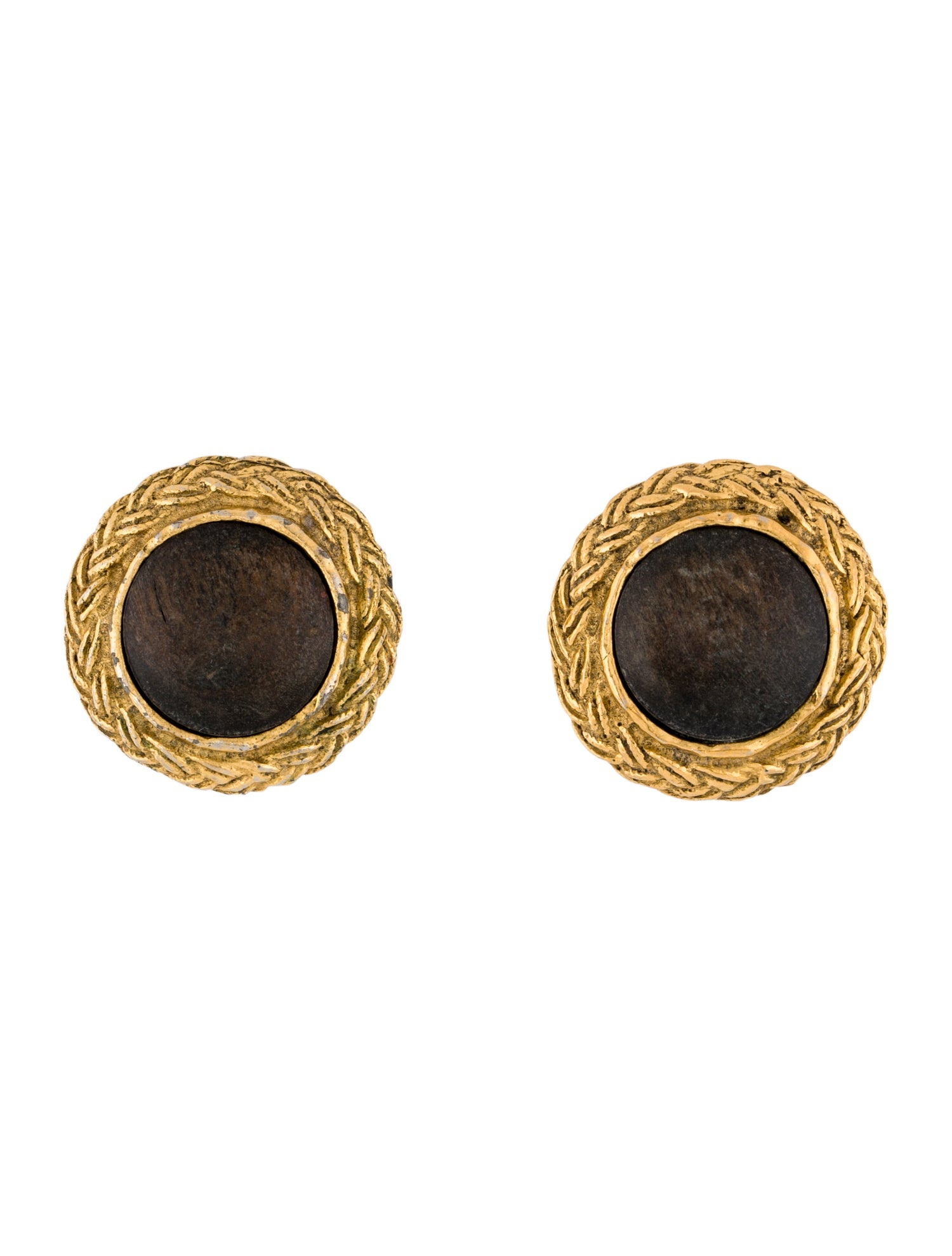Chanel Vintage Wood Clip-On Earrings