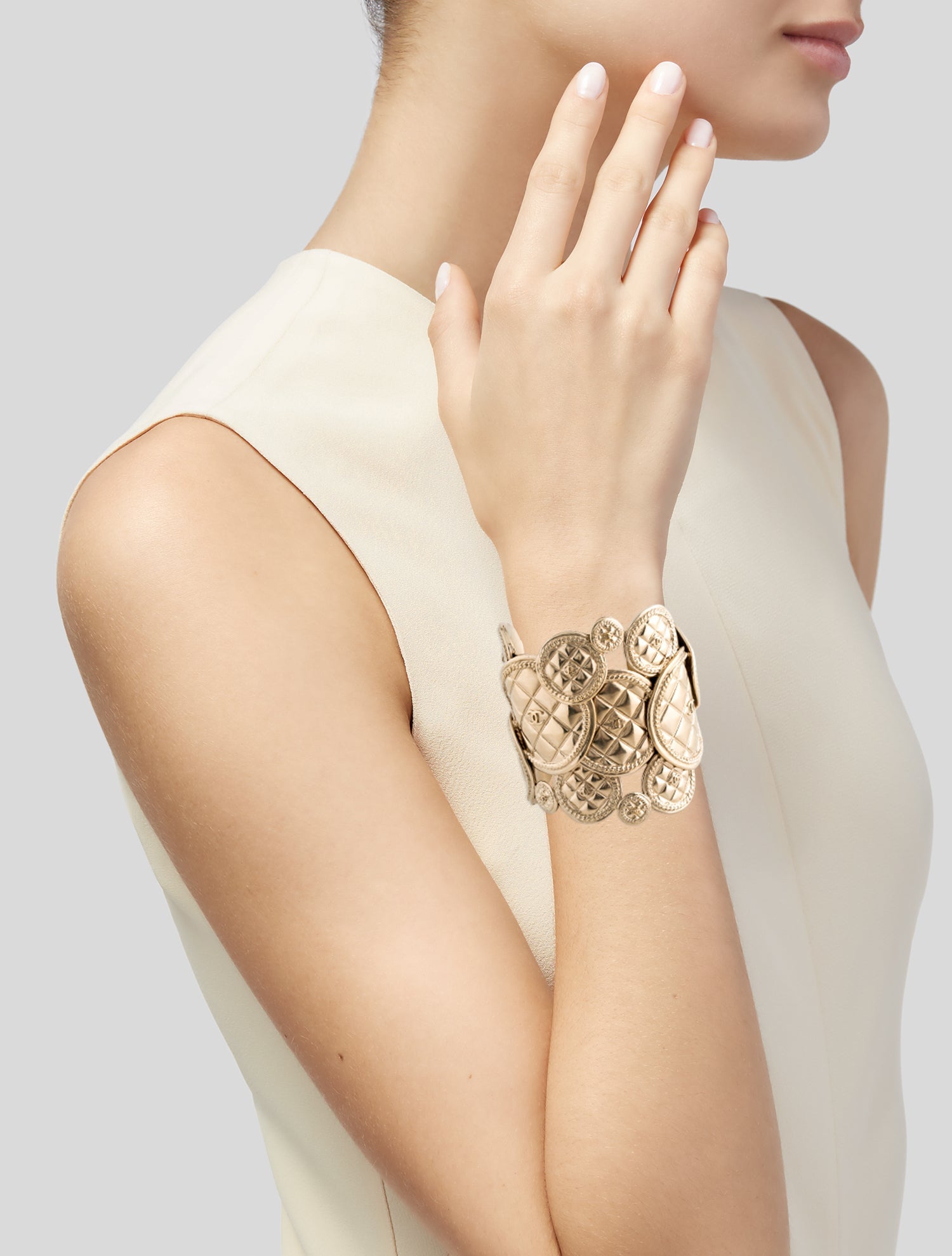 Chanel Quilted Coin Cuff Bracelet