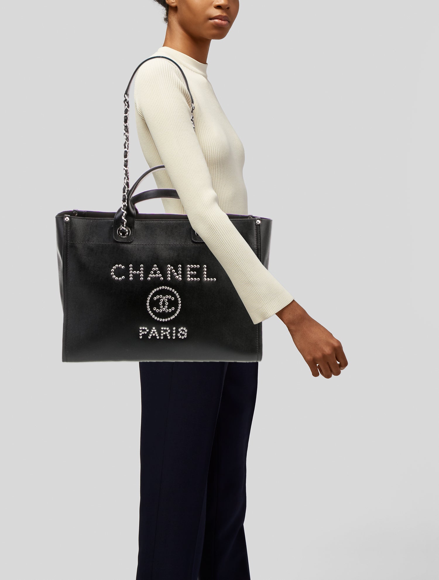Chanel Medium Studded Deauville Tote