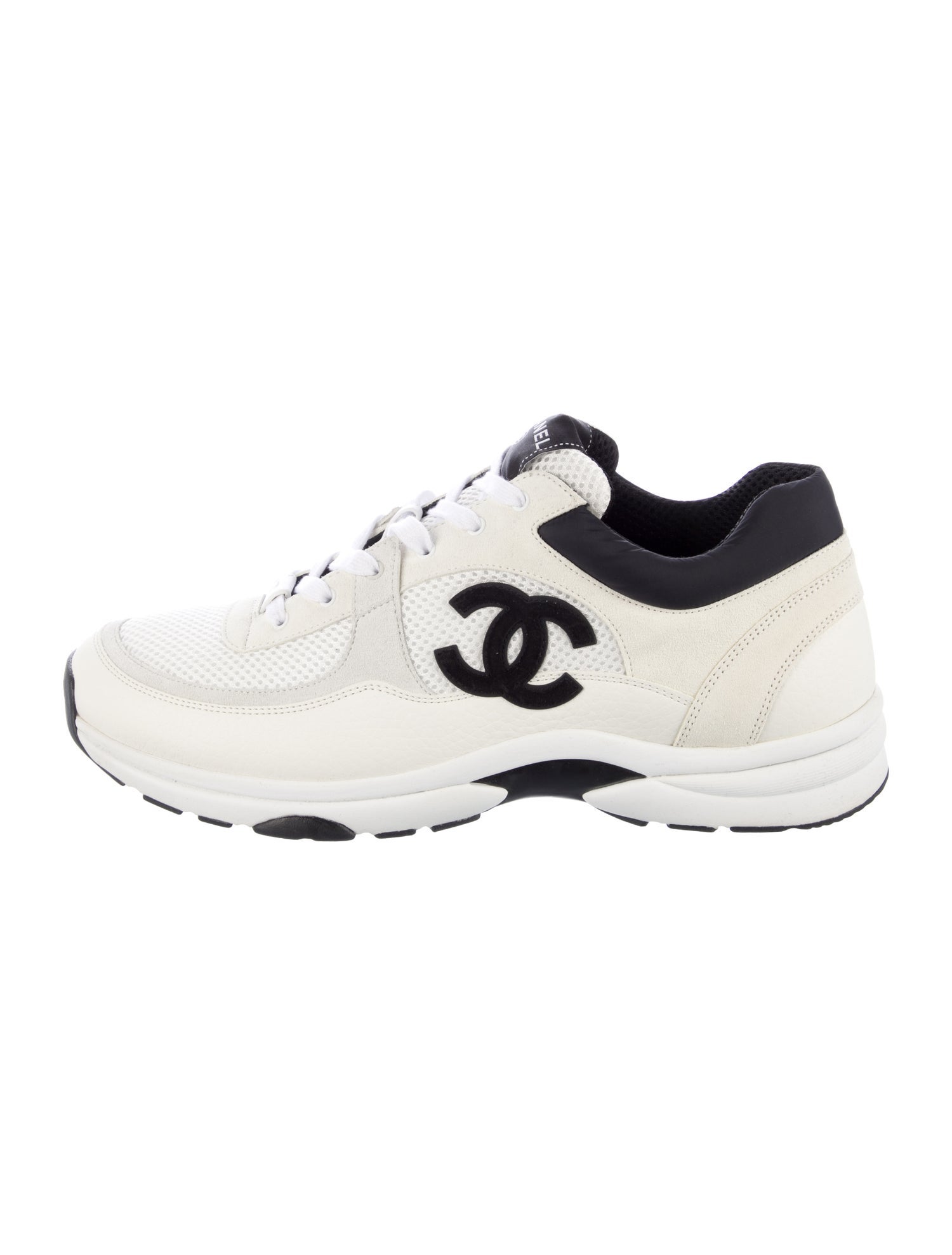 Chanel Interlocking CC Logo Leather Athletic Sneakers