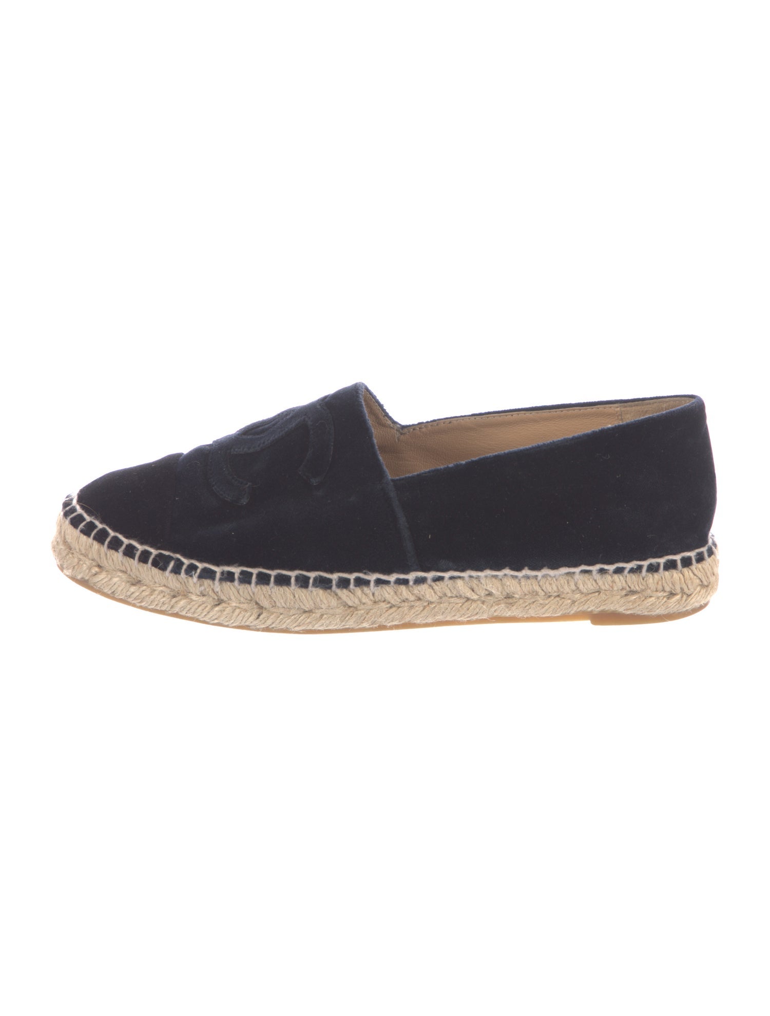 Chanel Interlocking CC Logo Velvet Espadrilles