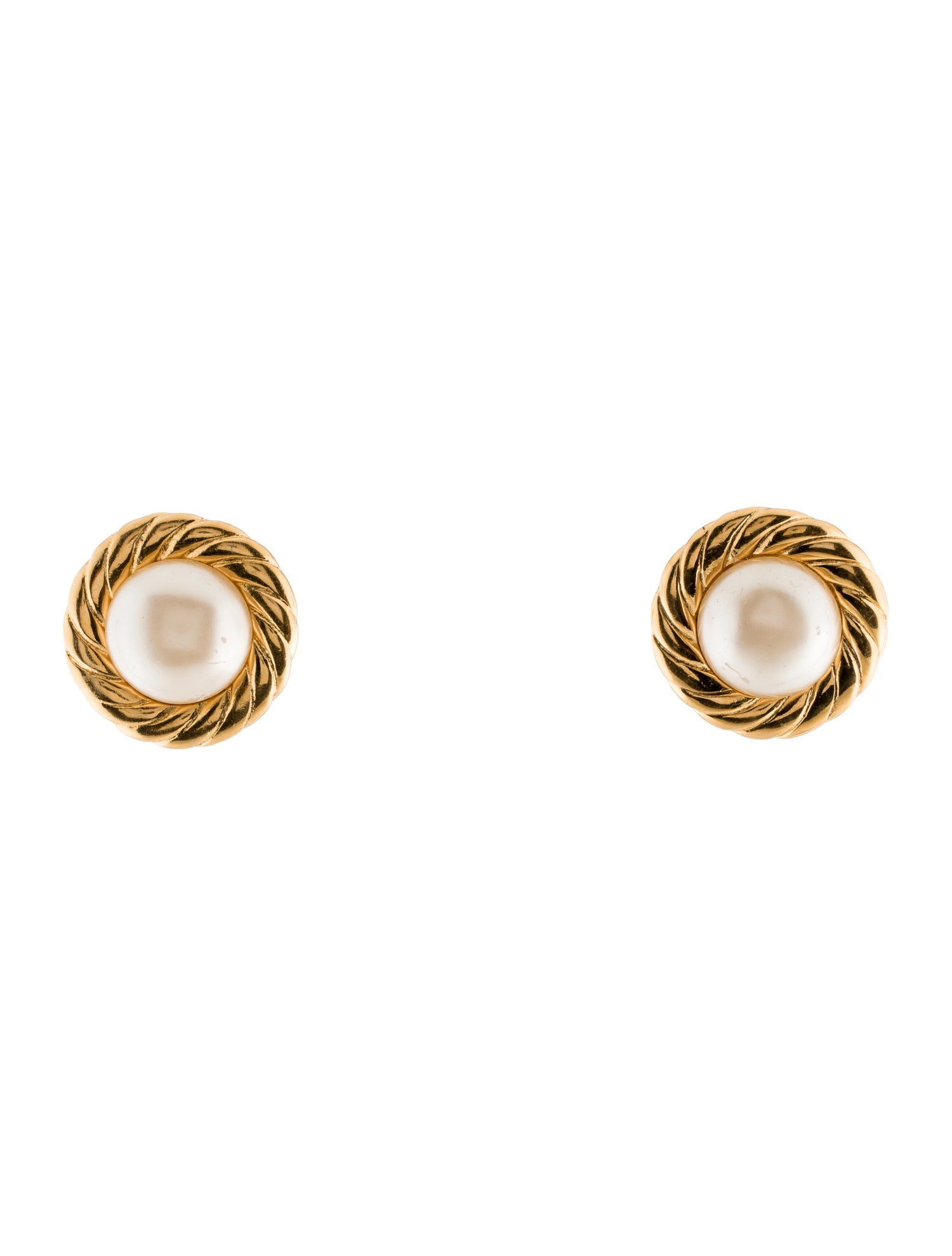 Chanel Vintage Faux Pearl Clip-On Earrings