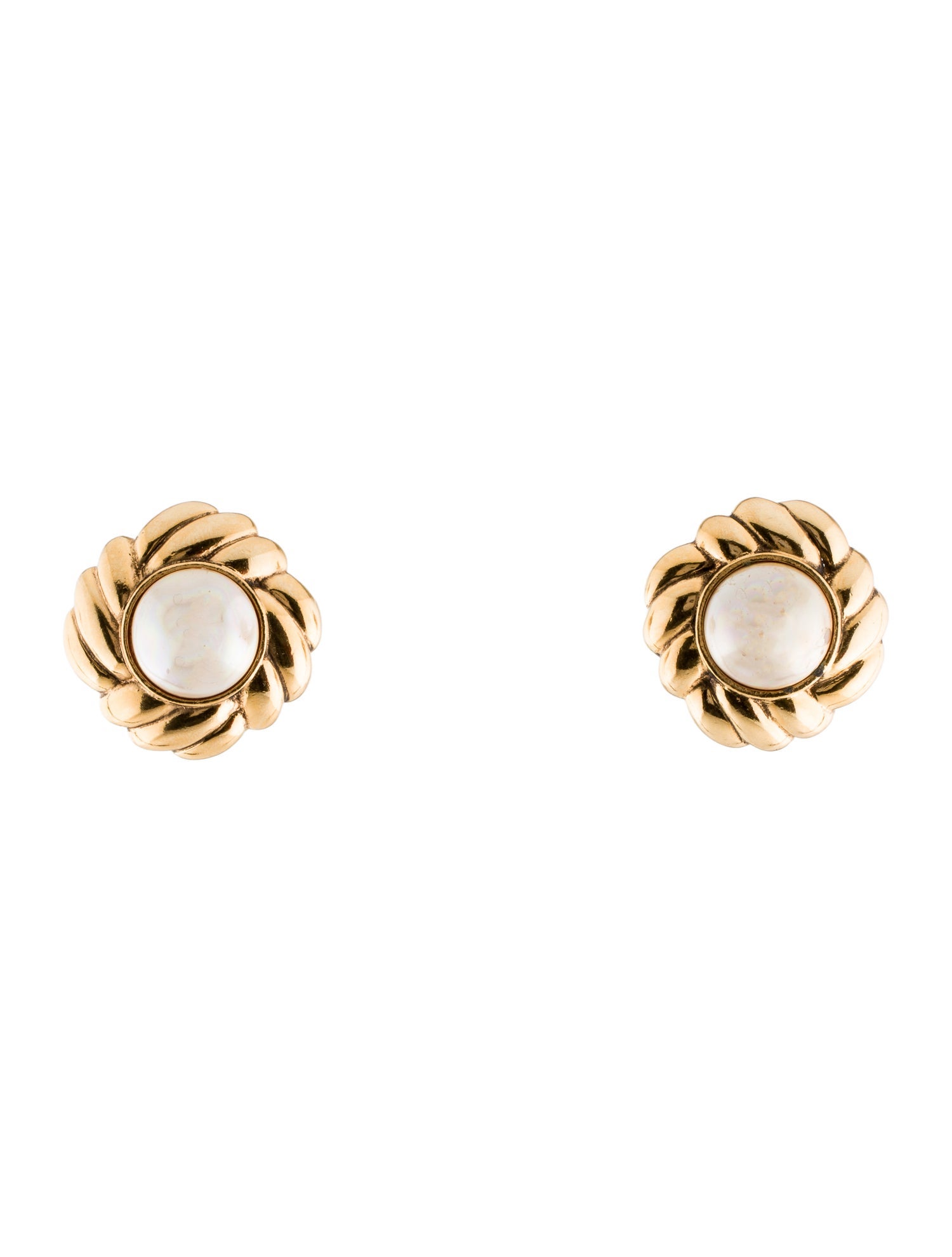 Chanel Faux Pearl CC Clip-On Earrings