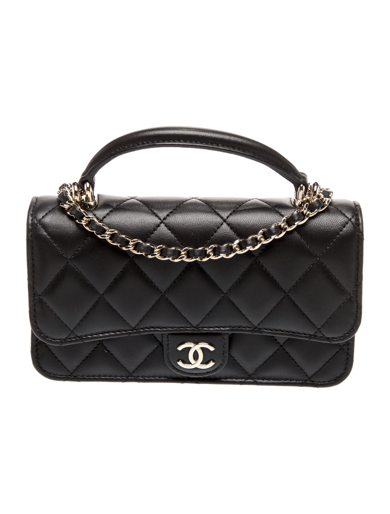Chanel Quilted Top Handle Phone Holder w/ Chain