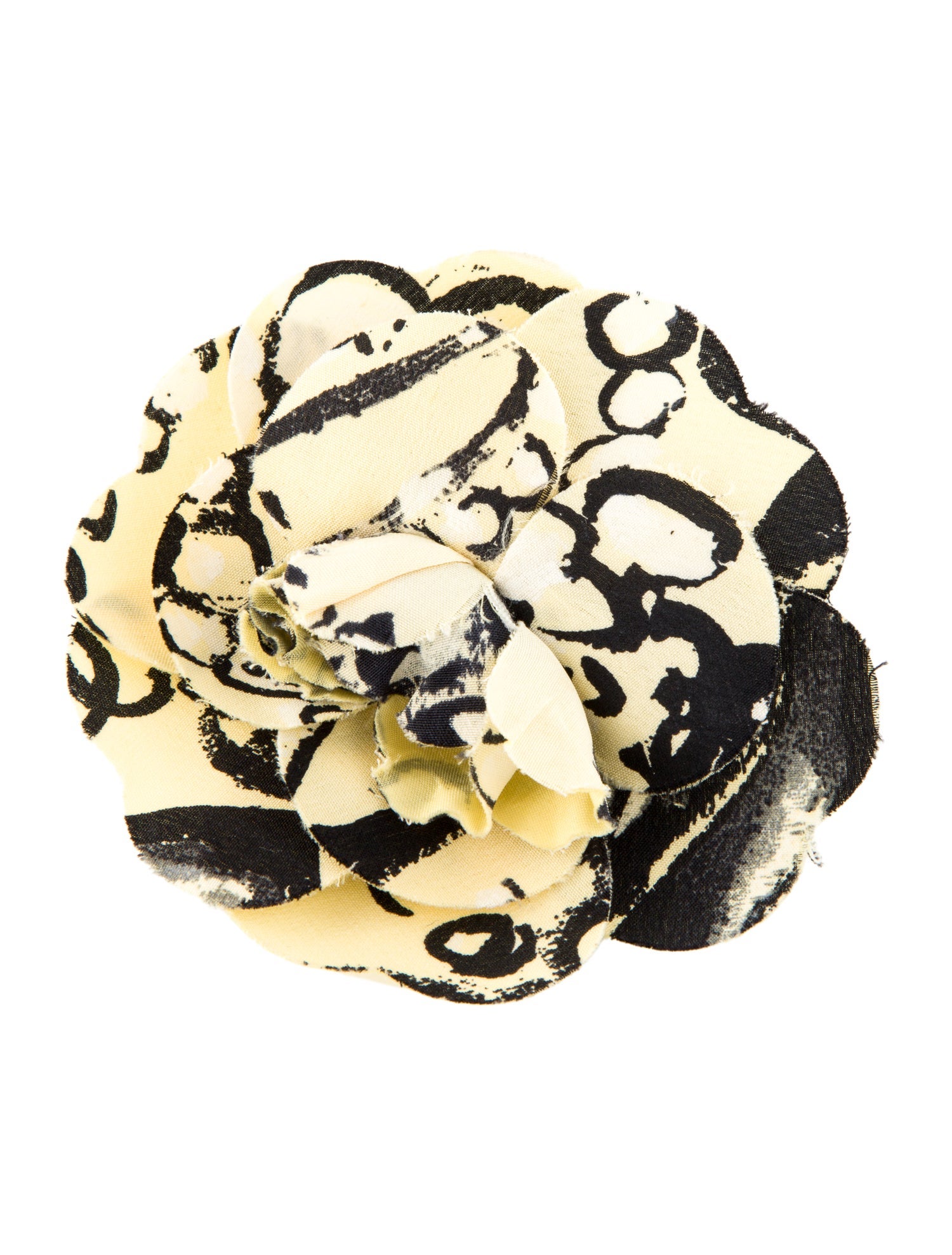 Chanel Vintage Silk Printed Camellia Brooch