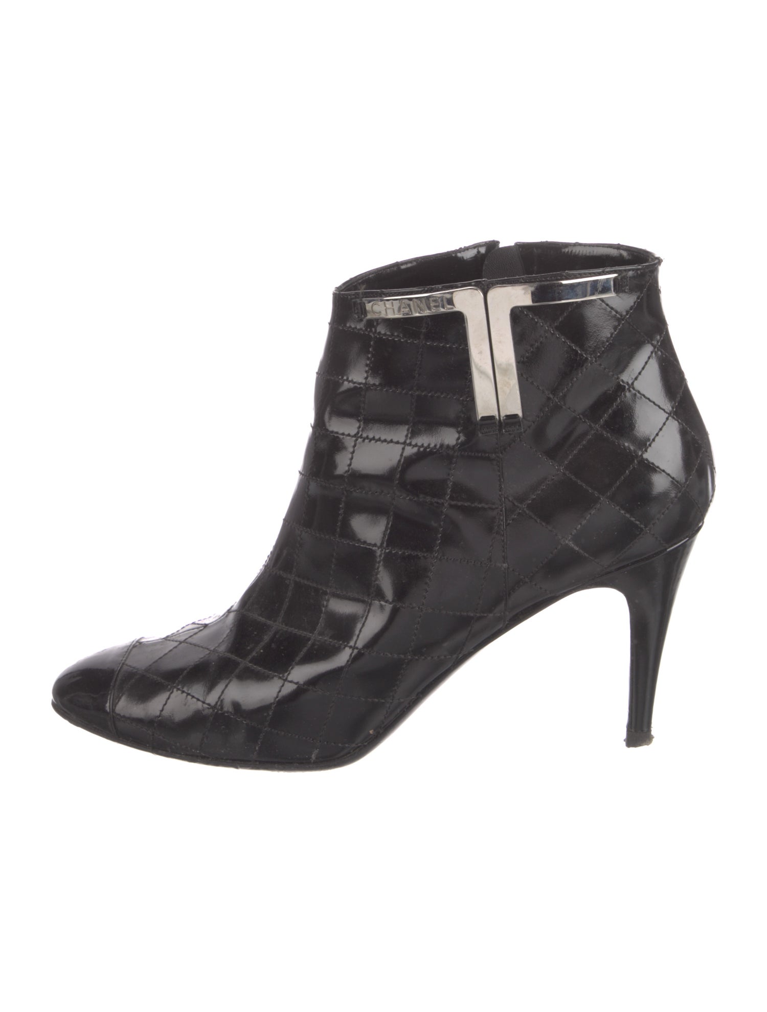 Chanel Interlocking CC Logo Patent Leather Boots