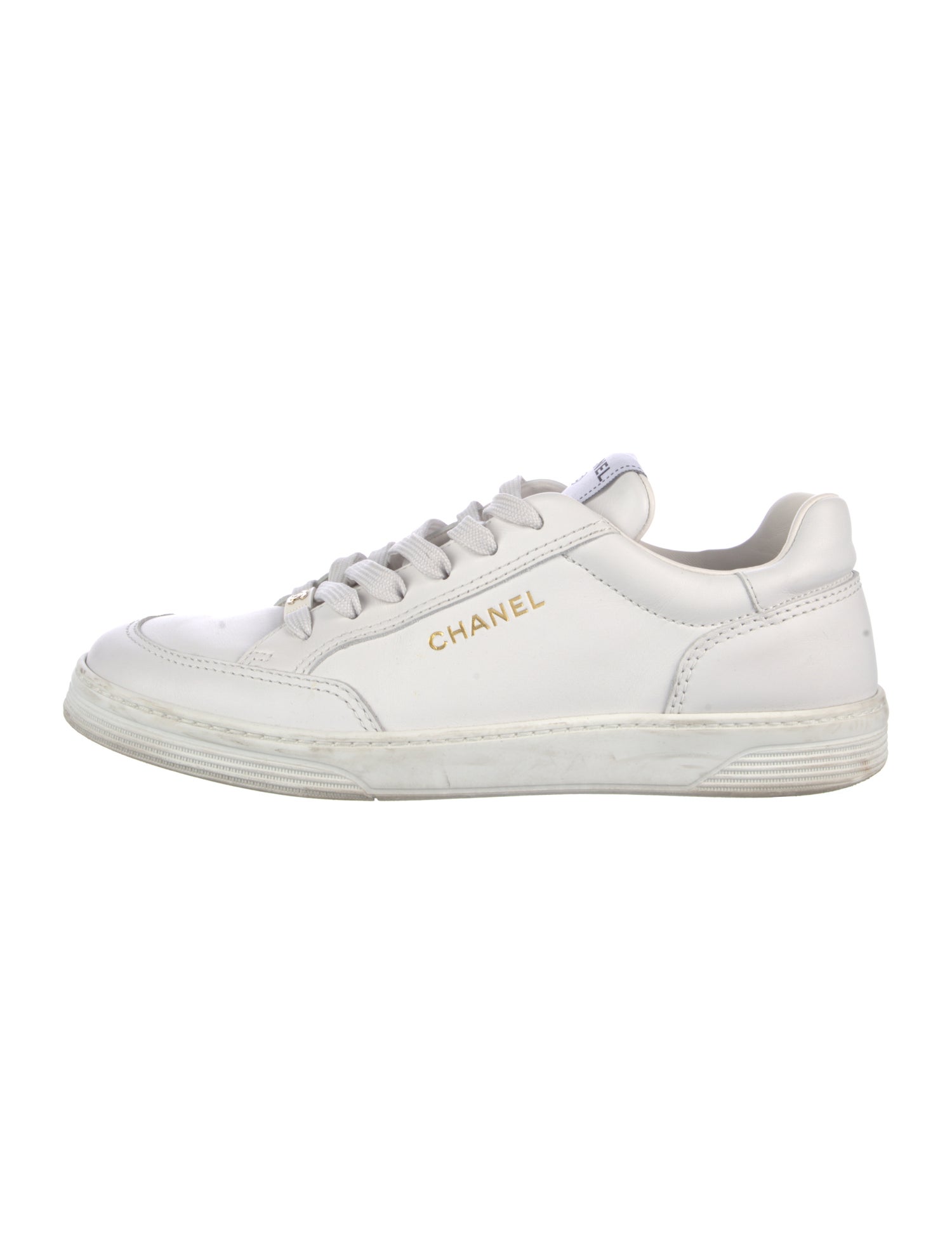 Chanel Interlocking CC Logo Leather Sneakers