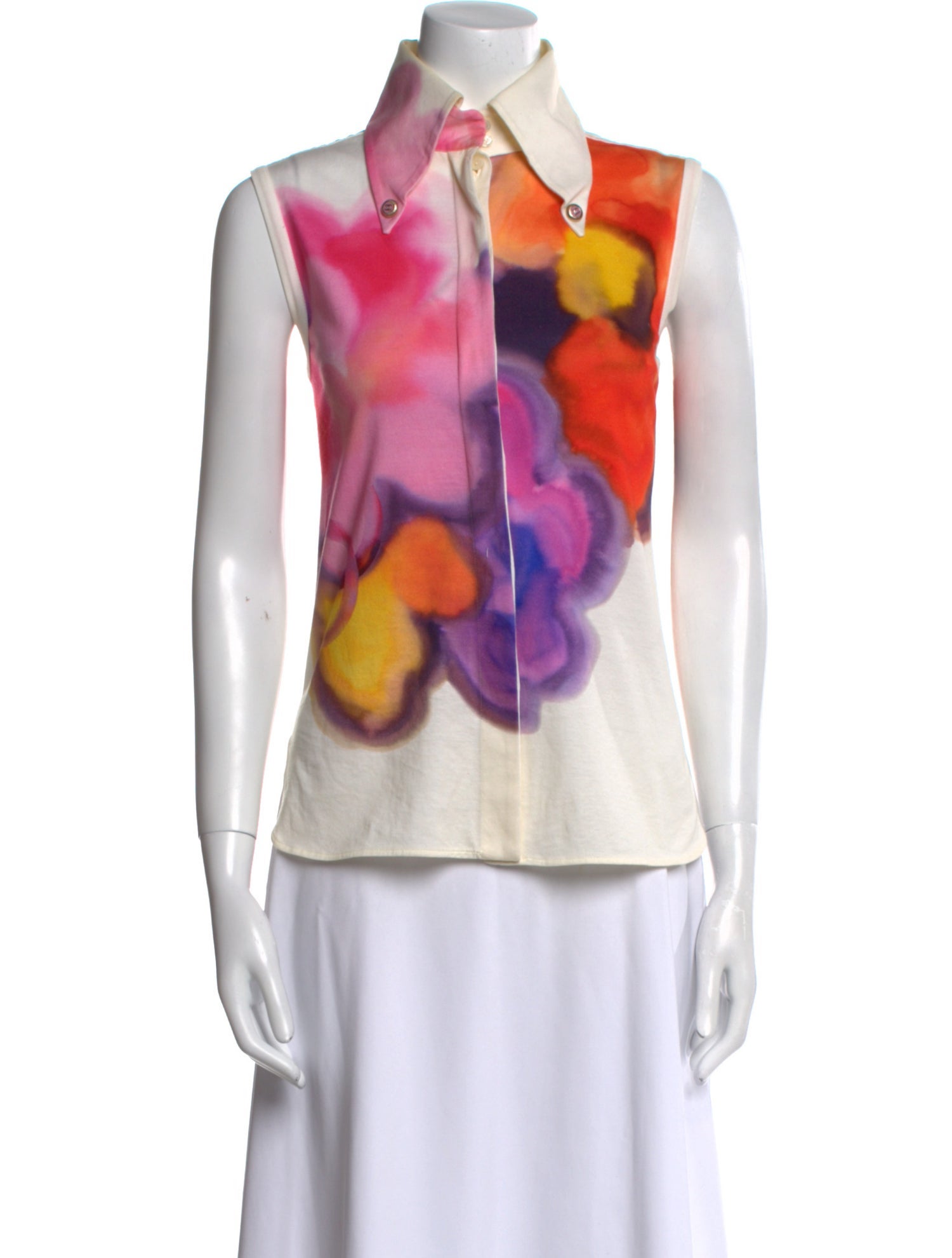 Chanel 2015 Printed Button-Up Top