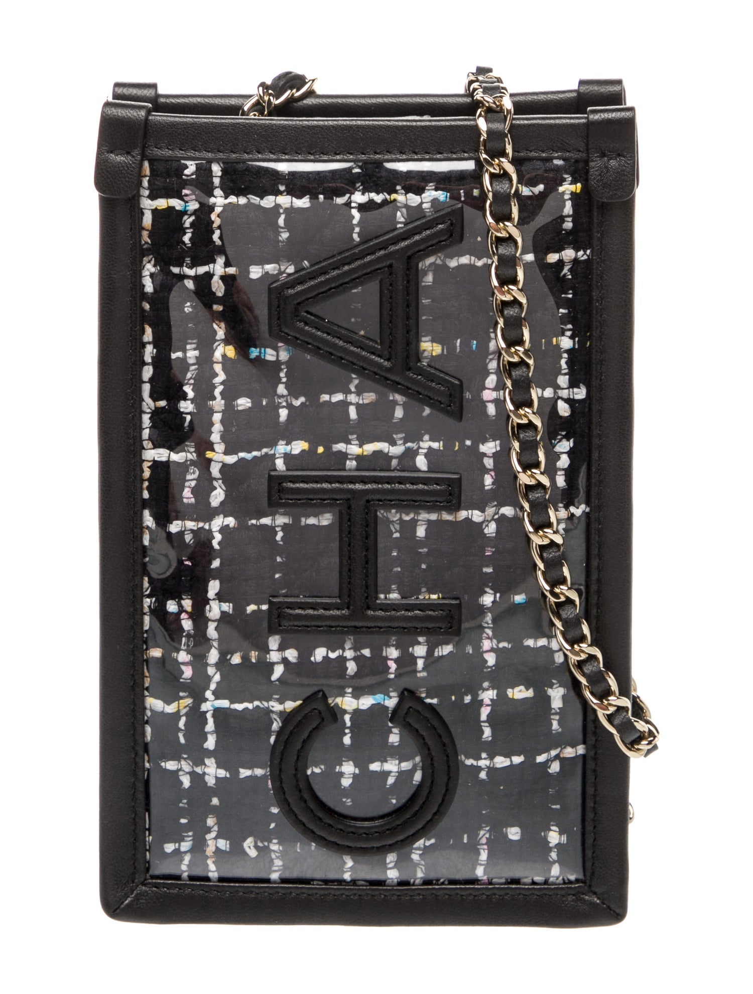 Chanel Tweed PVC Clutch w/ Chain
