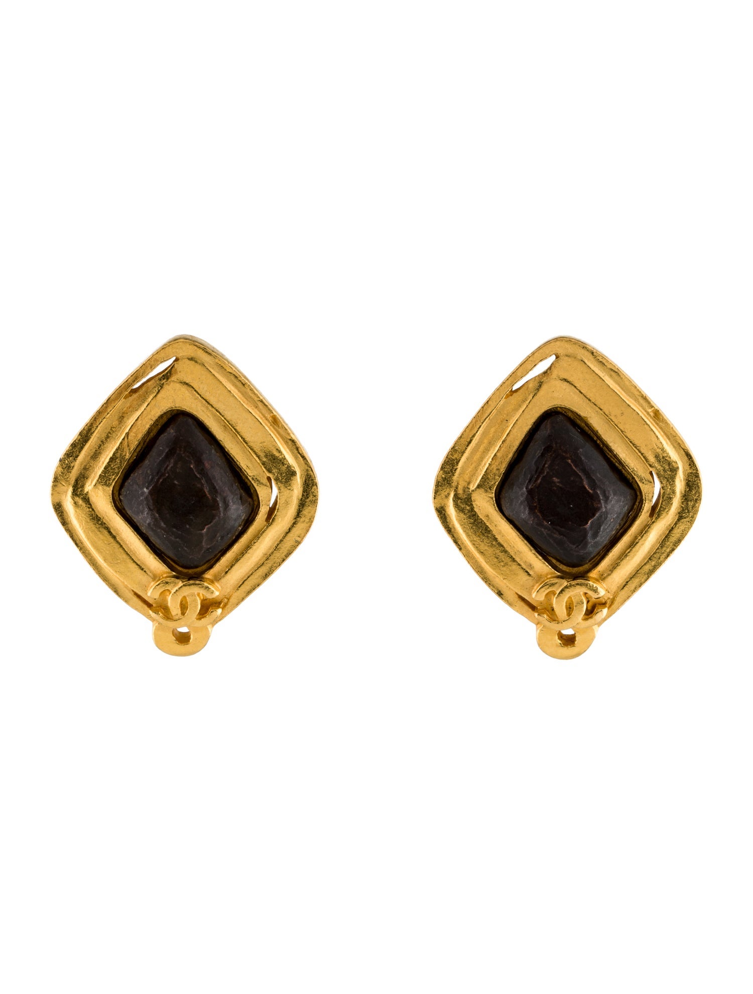 Chanel Vintage CC Diamond Shaped Clip-On Earrings