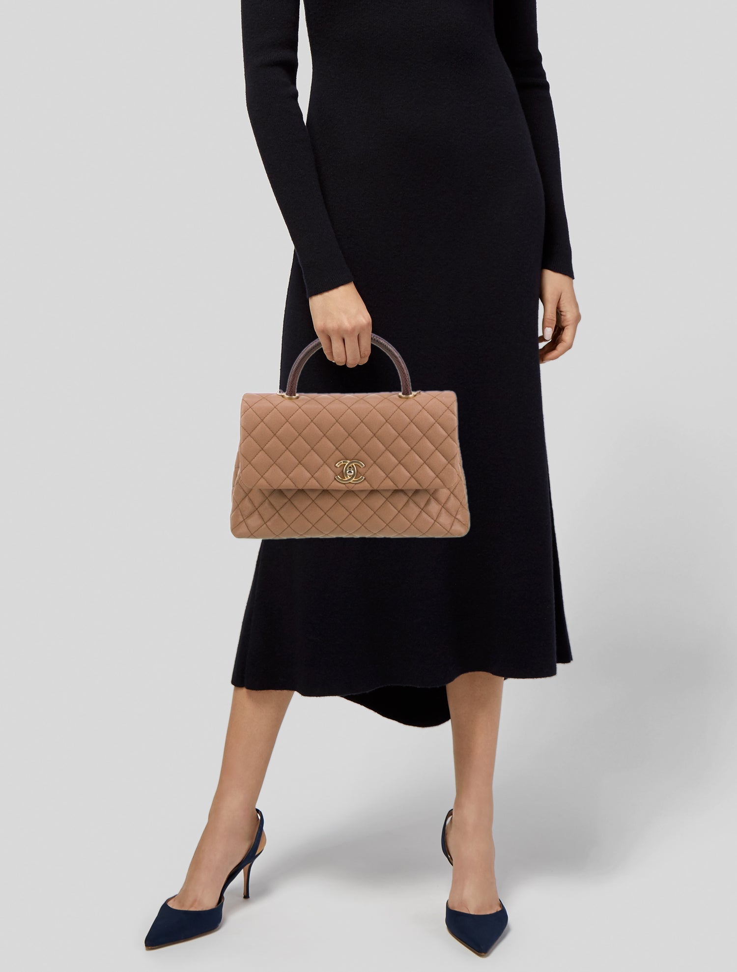 Chanel Lizard-Trimmed Medium Coco Top Handle Bag