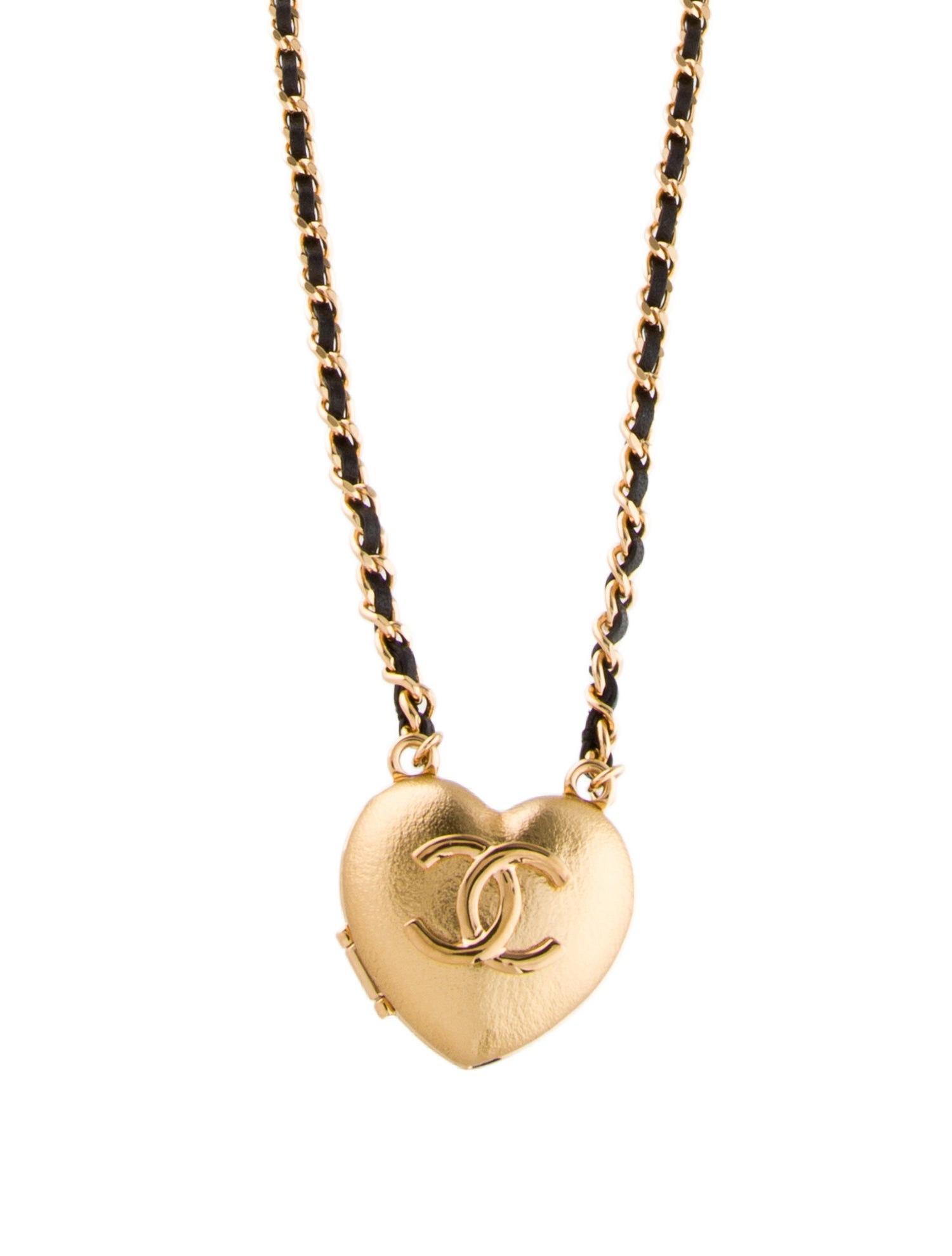Chanel 2023 Leather & Resin Heart CC Pendant Necklace