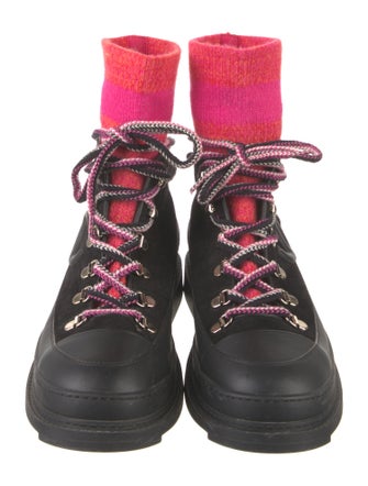 Chanel Interlocking CC Logo Suede Combat Boots