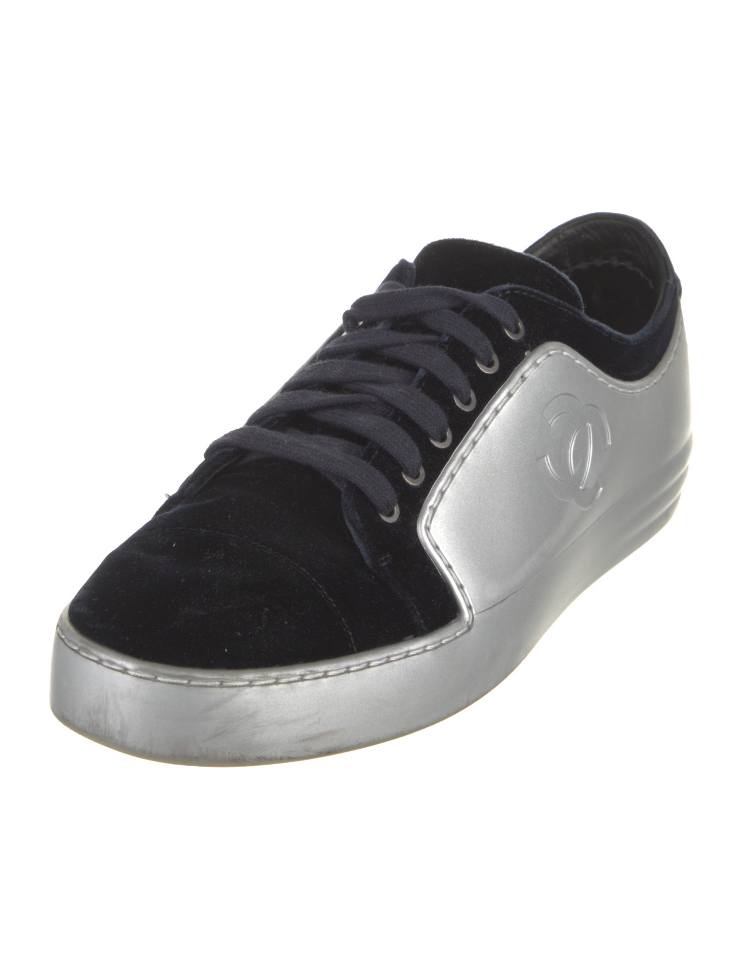 Chanel Interlocking CC Logo Velvet Sneakers