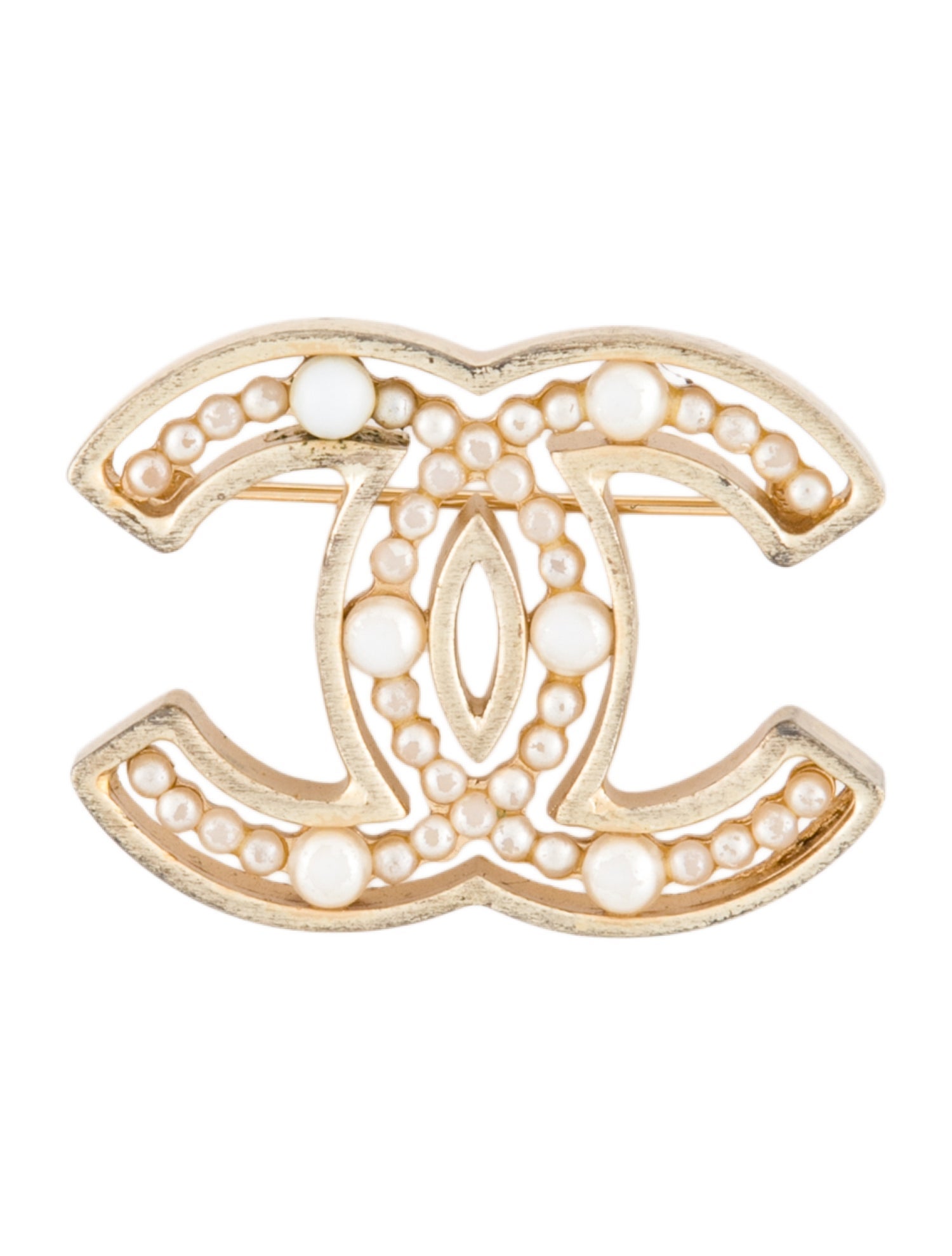Chanel Faux Pearl CC Brooch