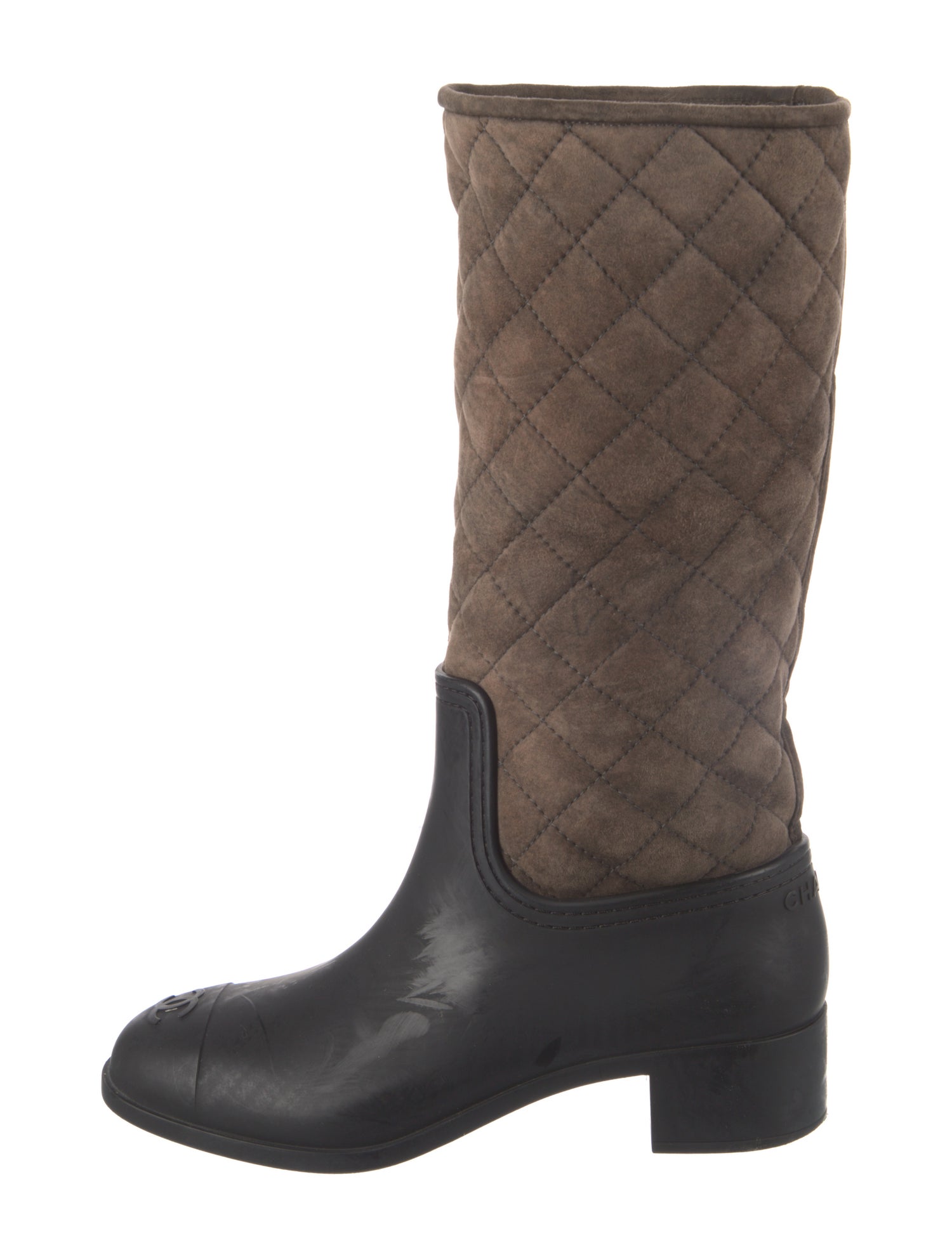 Chanel Interlocking CC Logo Suede Rain Boots