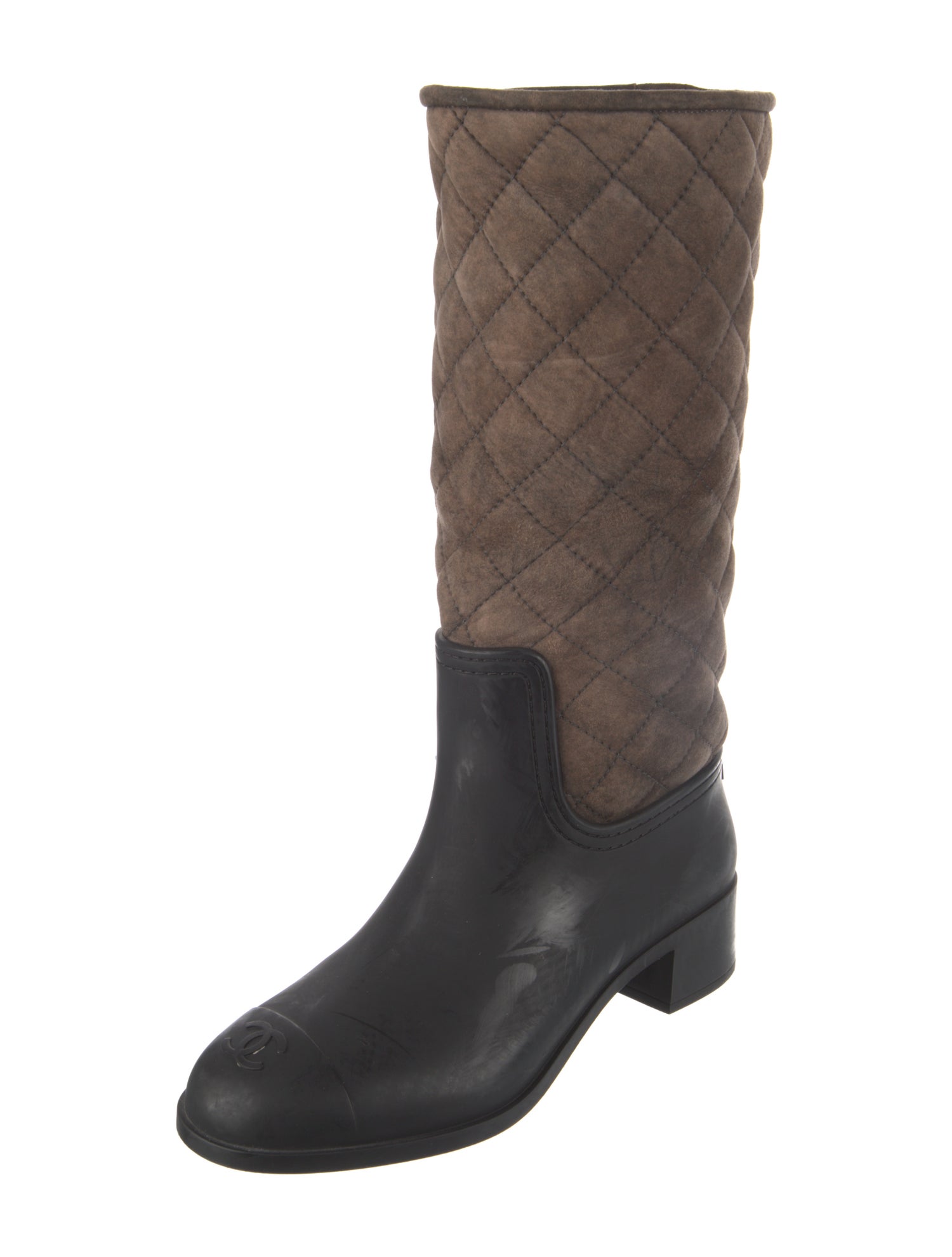 Chanel Interlocking CC Logo Suede Rain Boots