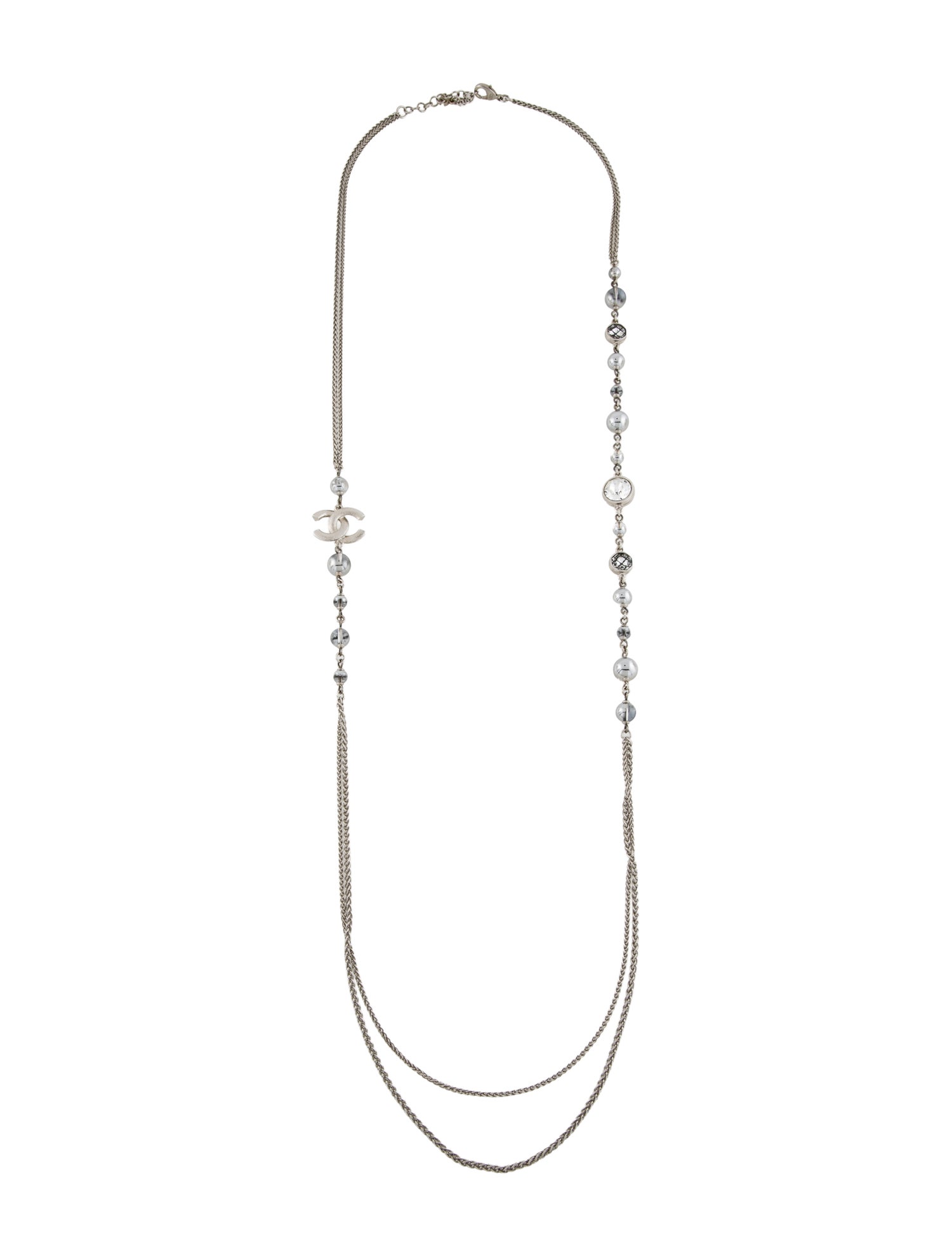 Chanel Strass & Bead CC Station Necklace