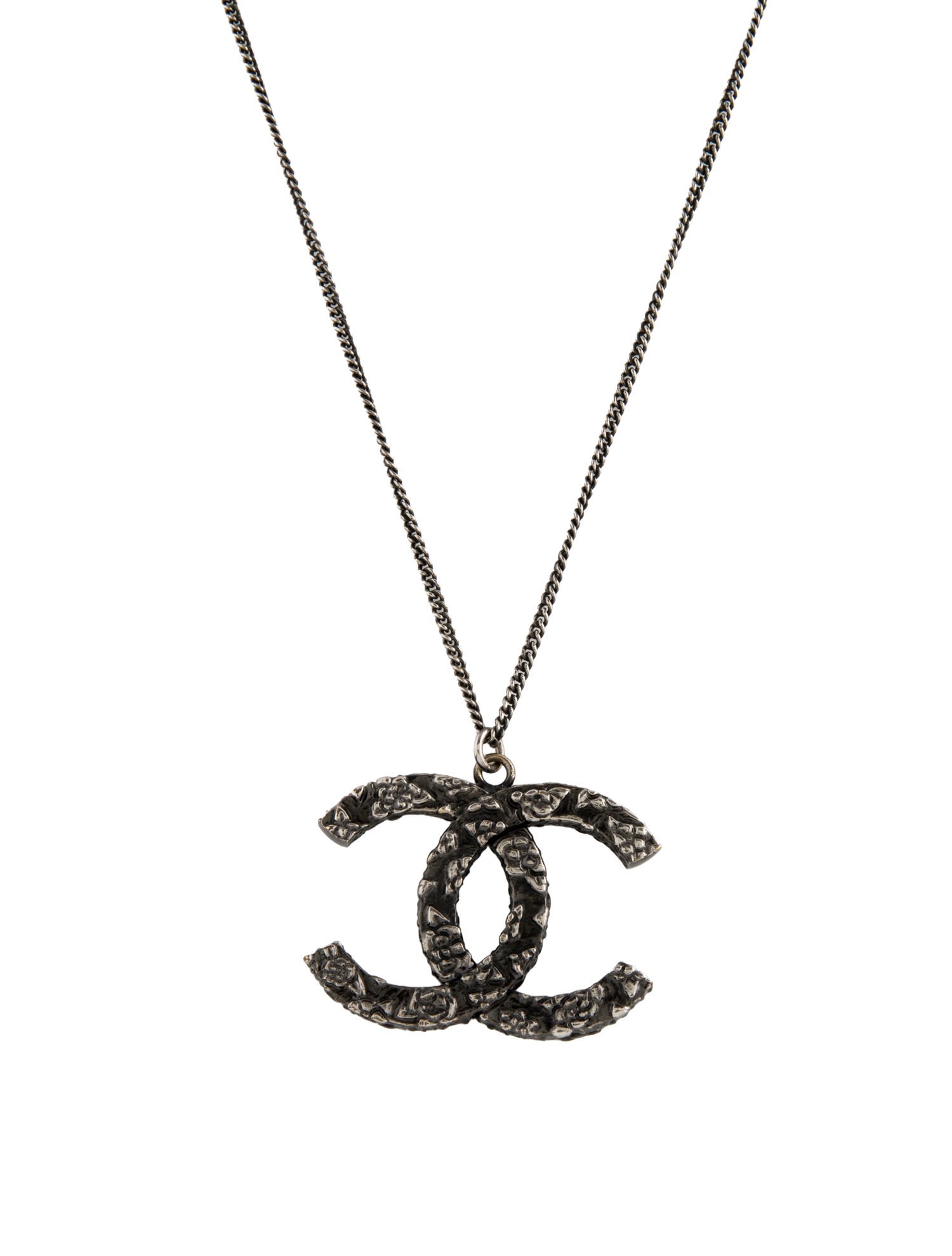 Chanel CC Textured Pendant Necklace