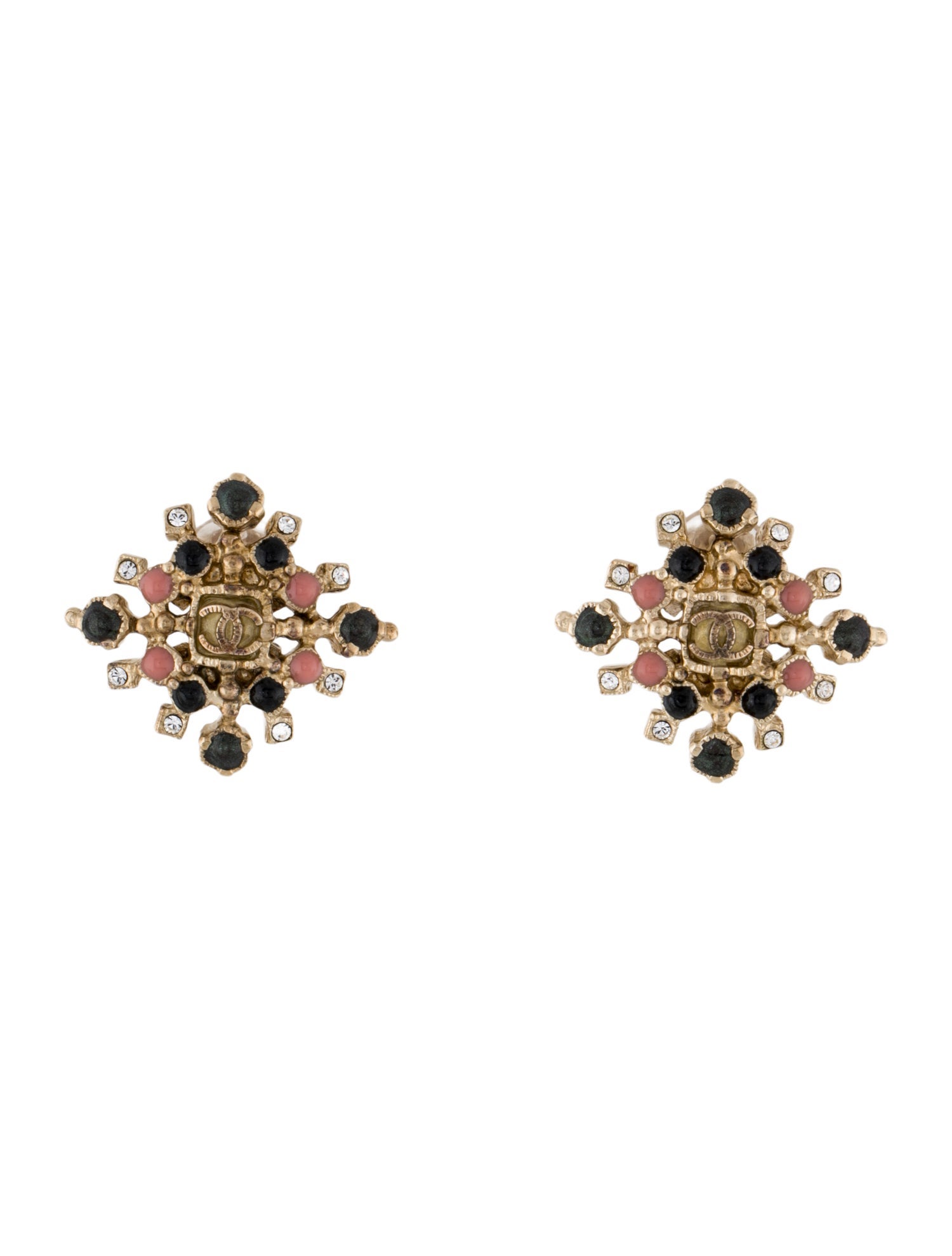 Chanel Strass & Resin CC Clip-On Earrings