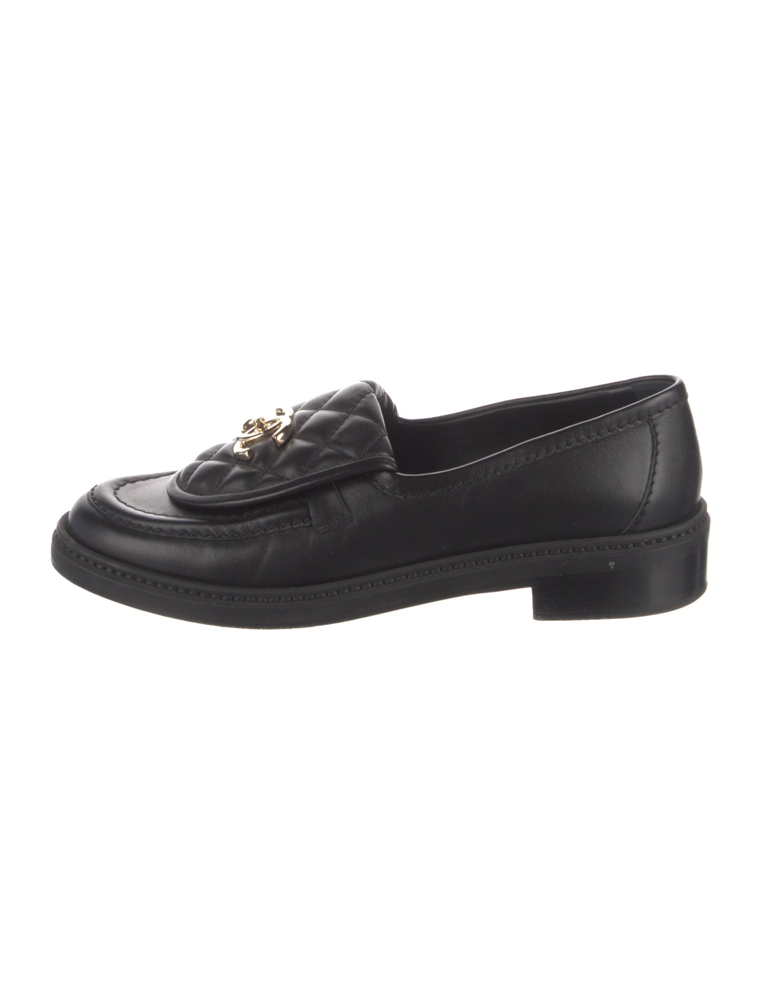 Chanel Interlocking CC Logo Leather Loafers