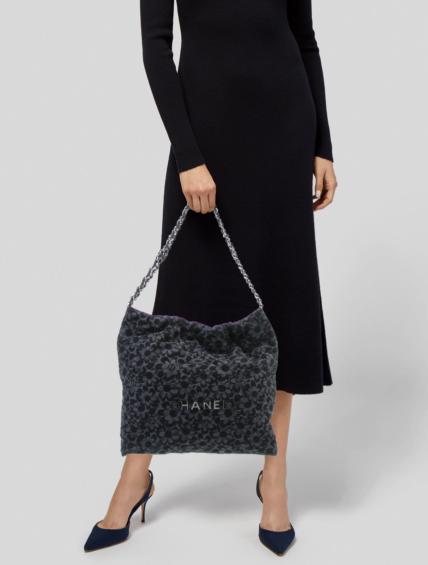 Chanel Denim 22 Camellia Hobo