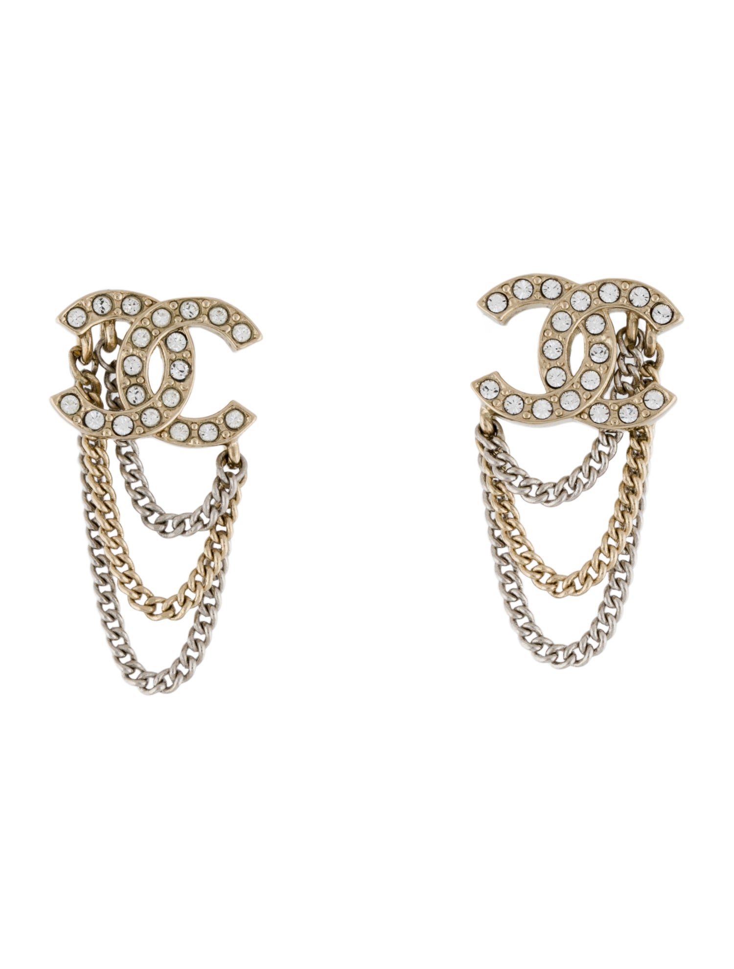 Chanel Strass CC Chain Earrings