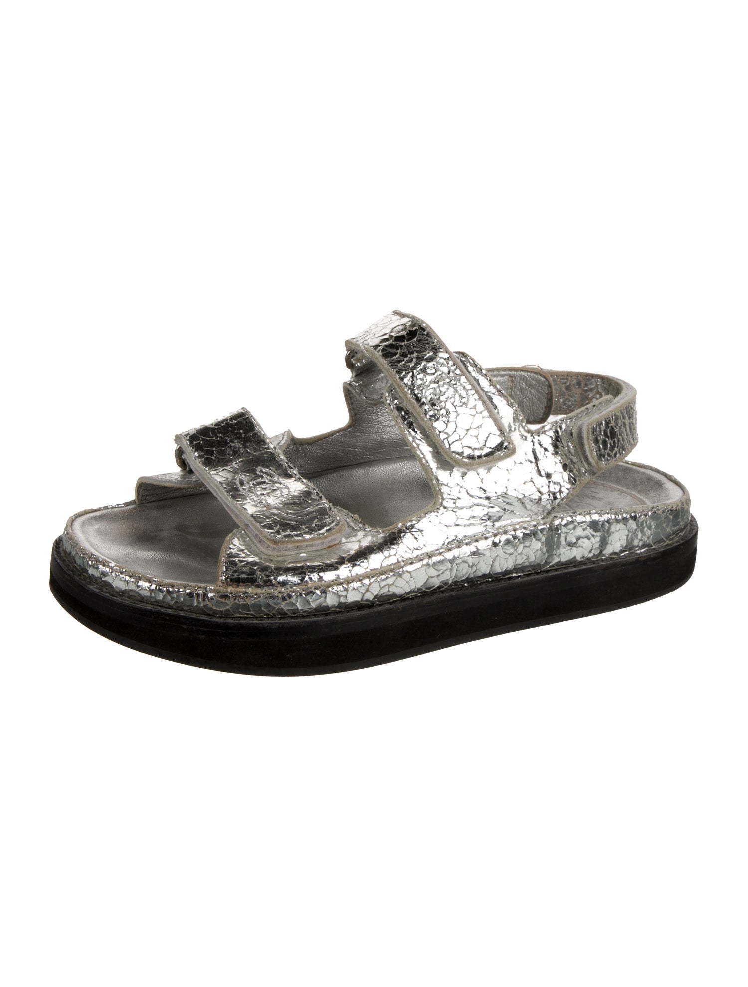 Chanel Interlocking CC Logo Leather Slingback Sandals