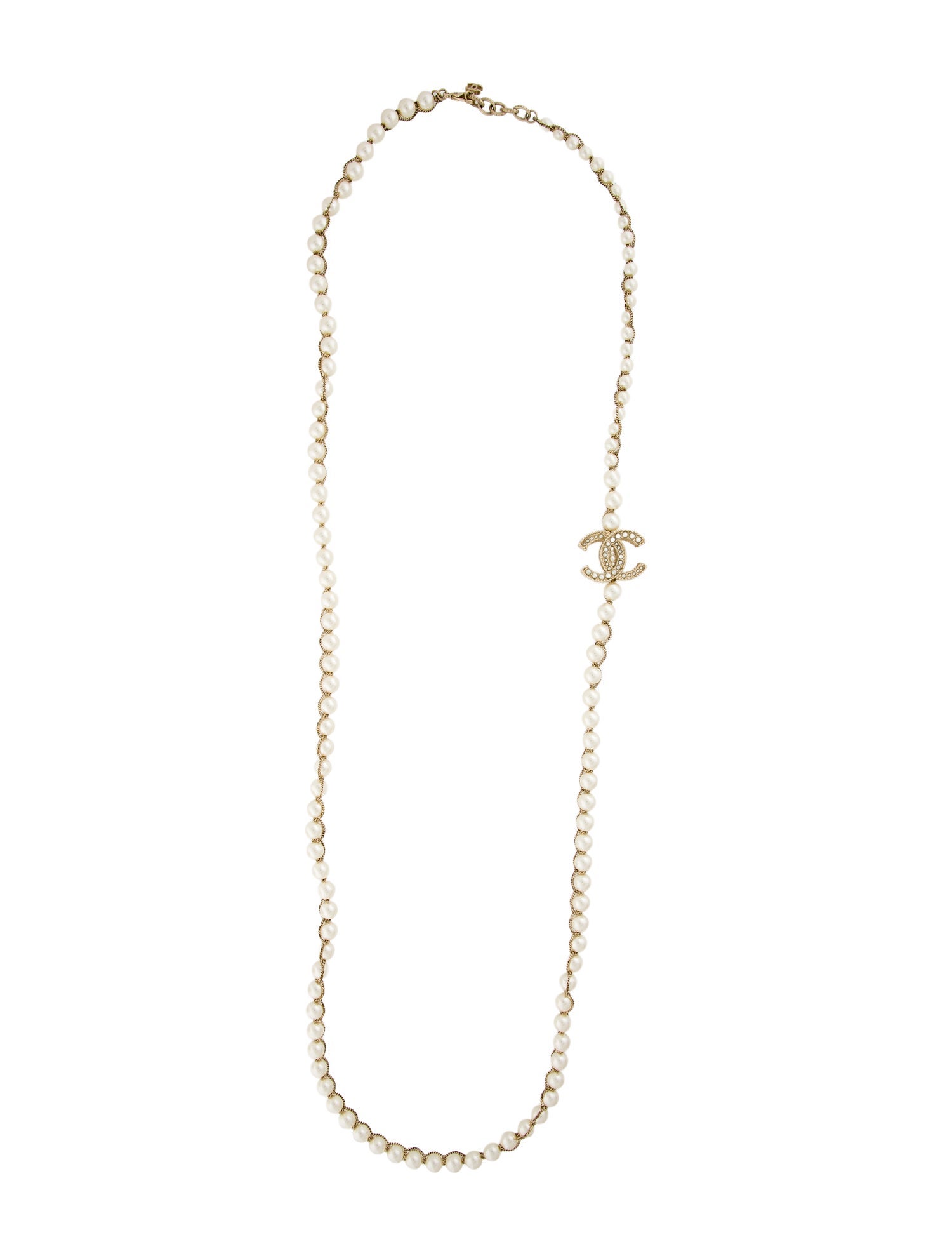 Chanel Faux Pearl CC Station Necklace