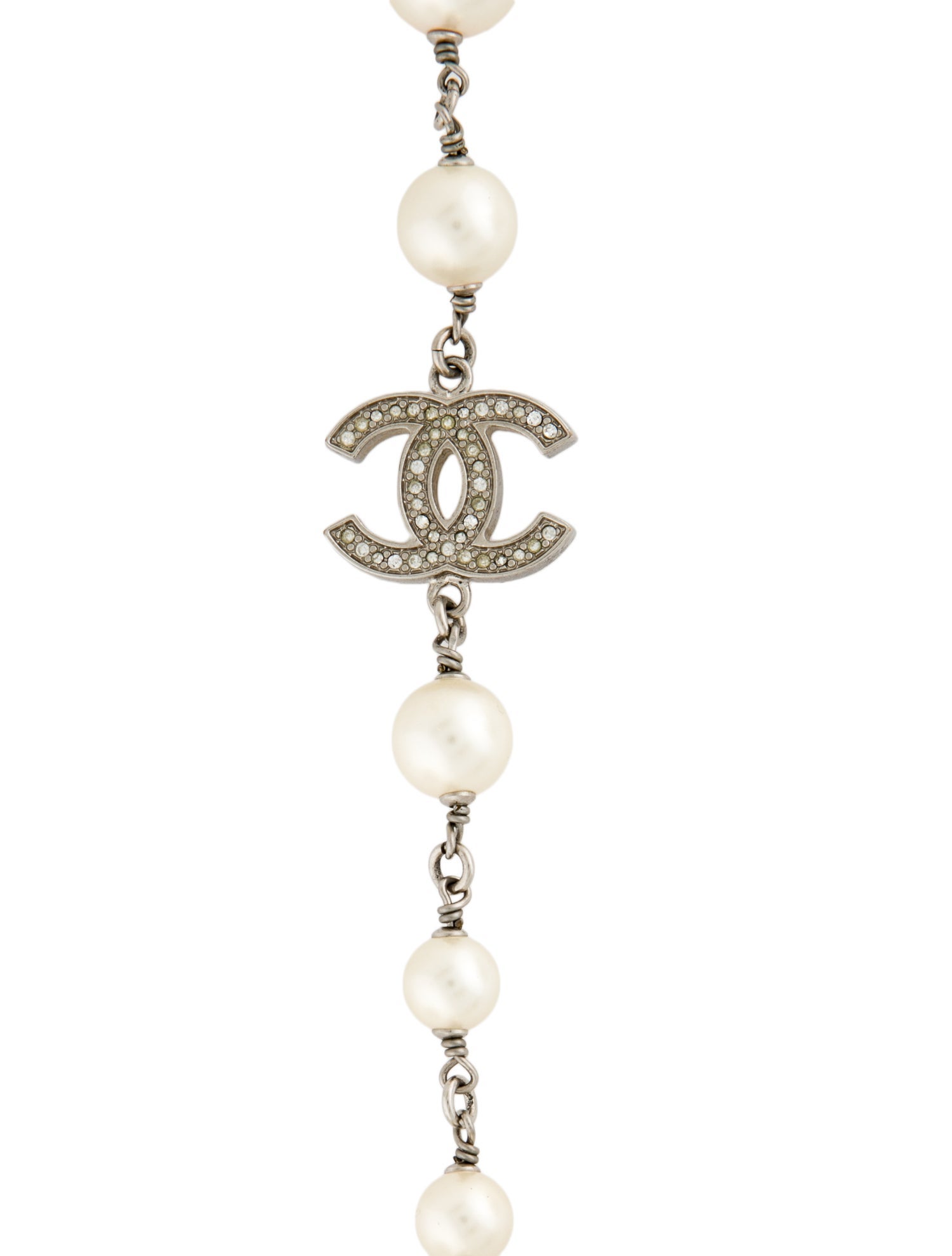 Chanel Faux Pearl & Strass CC Station Necklace