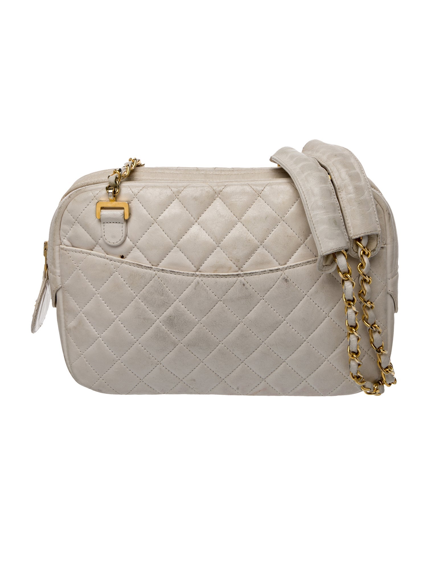 Chanel Quilted Camera Shoulder Bag - White Shoulder Bags, Handbags