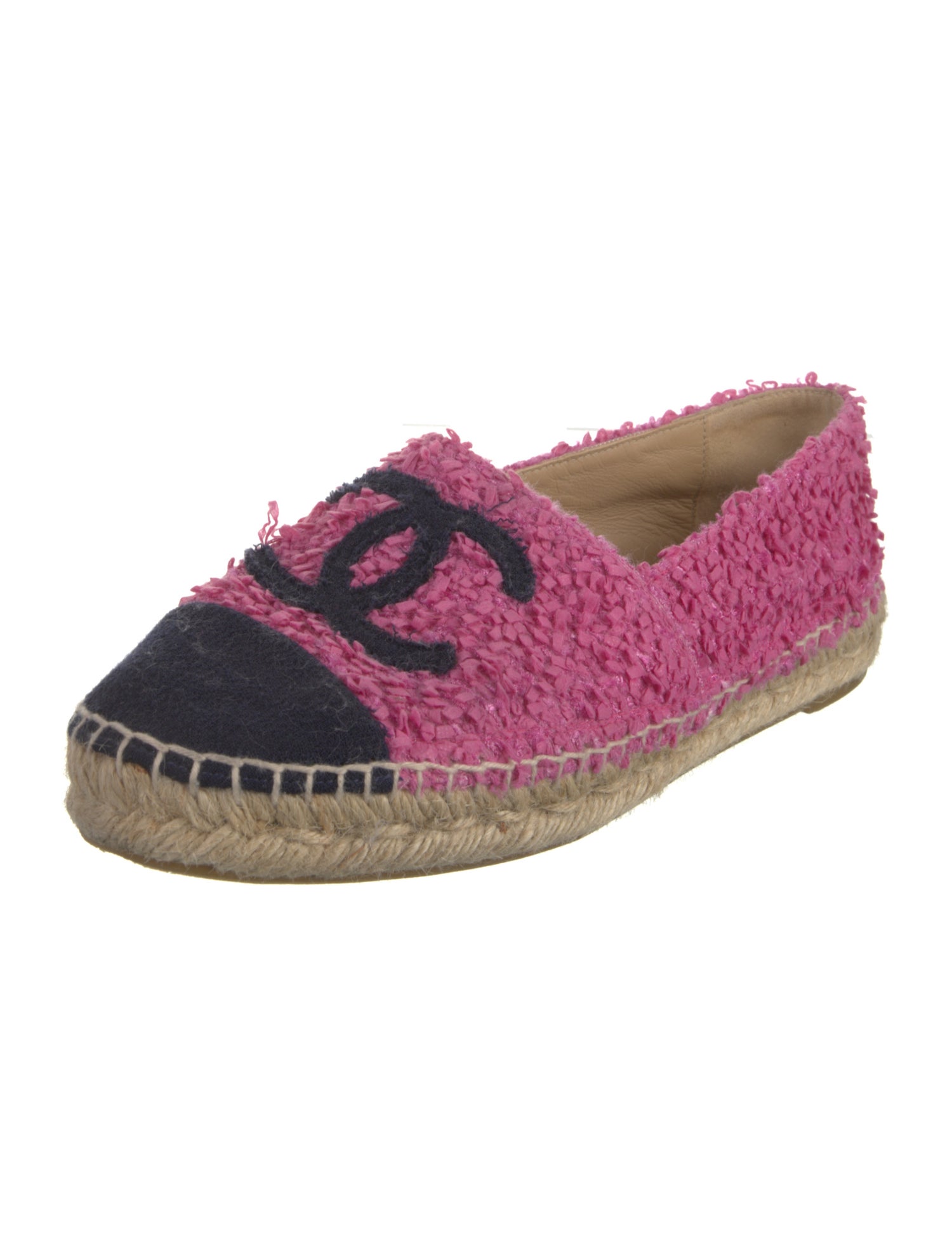Chanel Interlocking CC Logo Tweed Espadrilles
