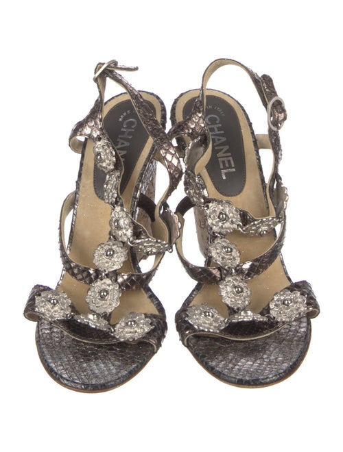 Chanel Interlocking CC Logo Python Sandals