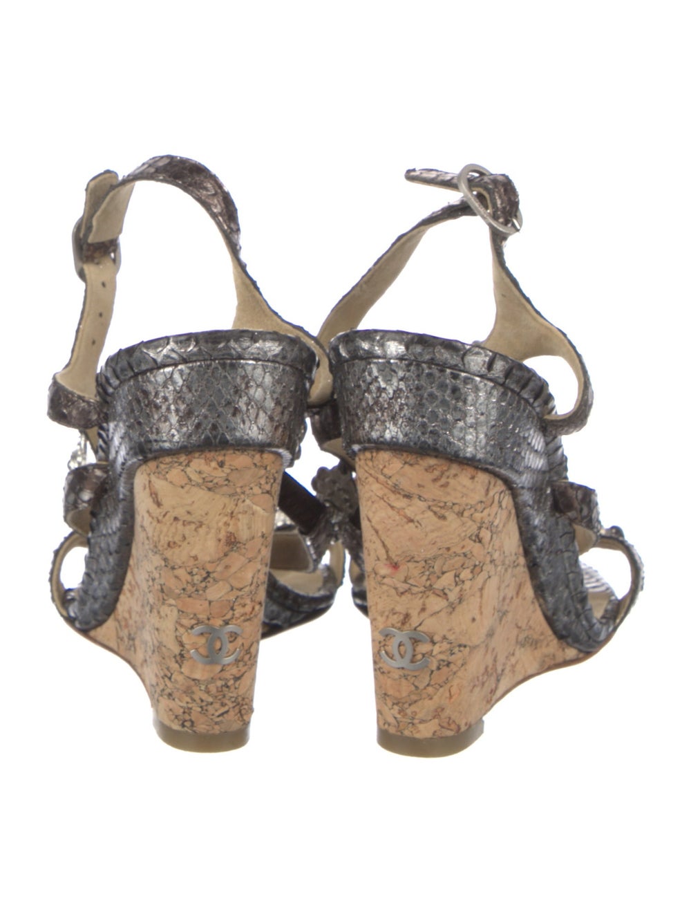 Chanel Python Sandals By Karl Lagerfeld Silver In… - image 4