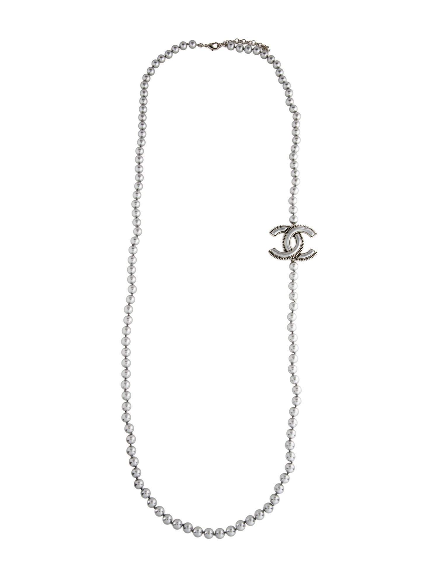 Chanel 2024 Faux Pearl CC Bead Strand Necklace