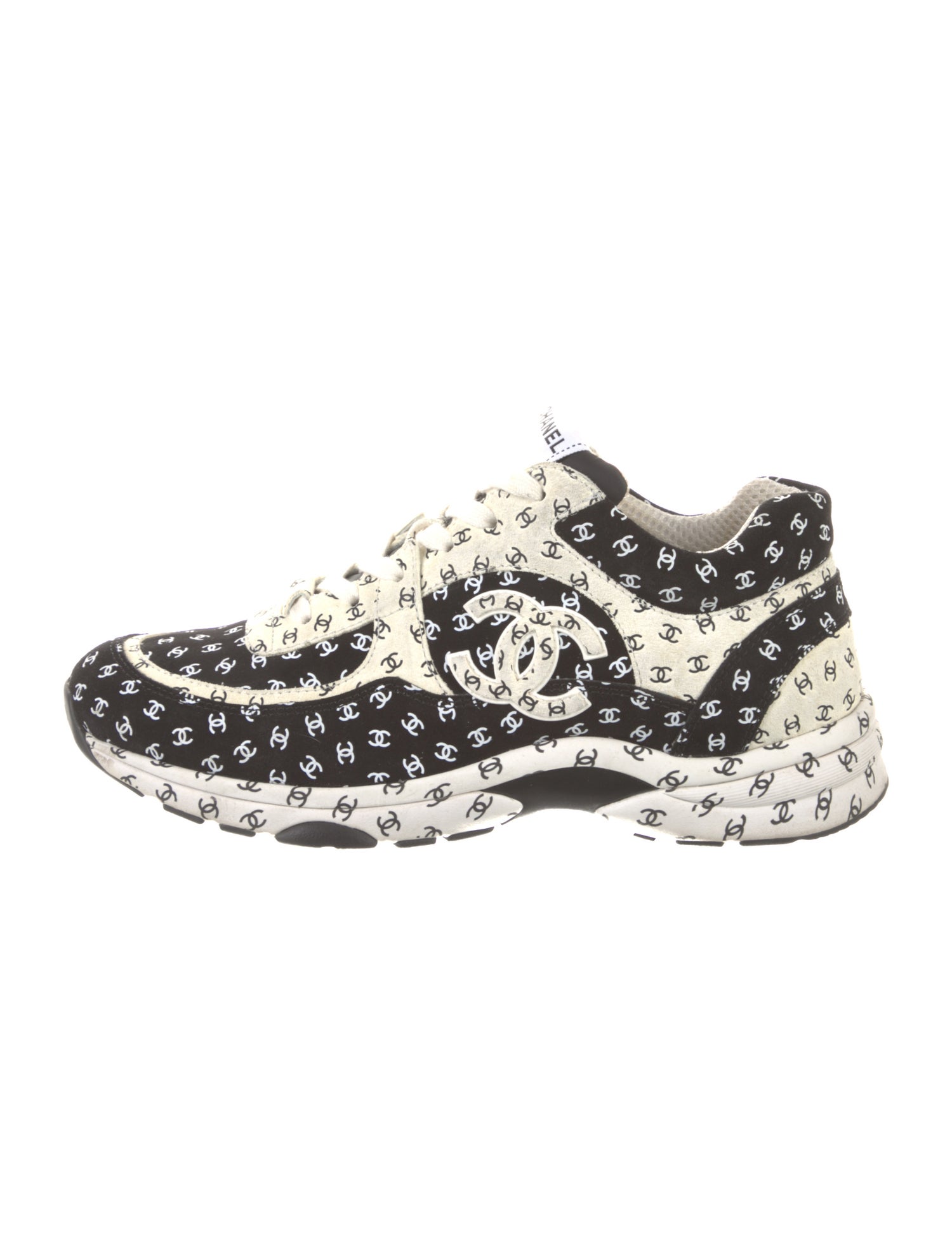 Chanel Interlocking CC Logo Suede Sneakers