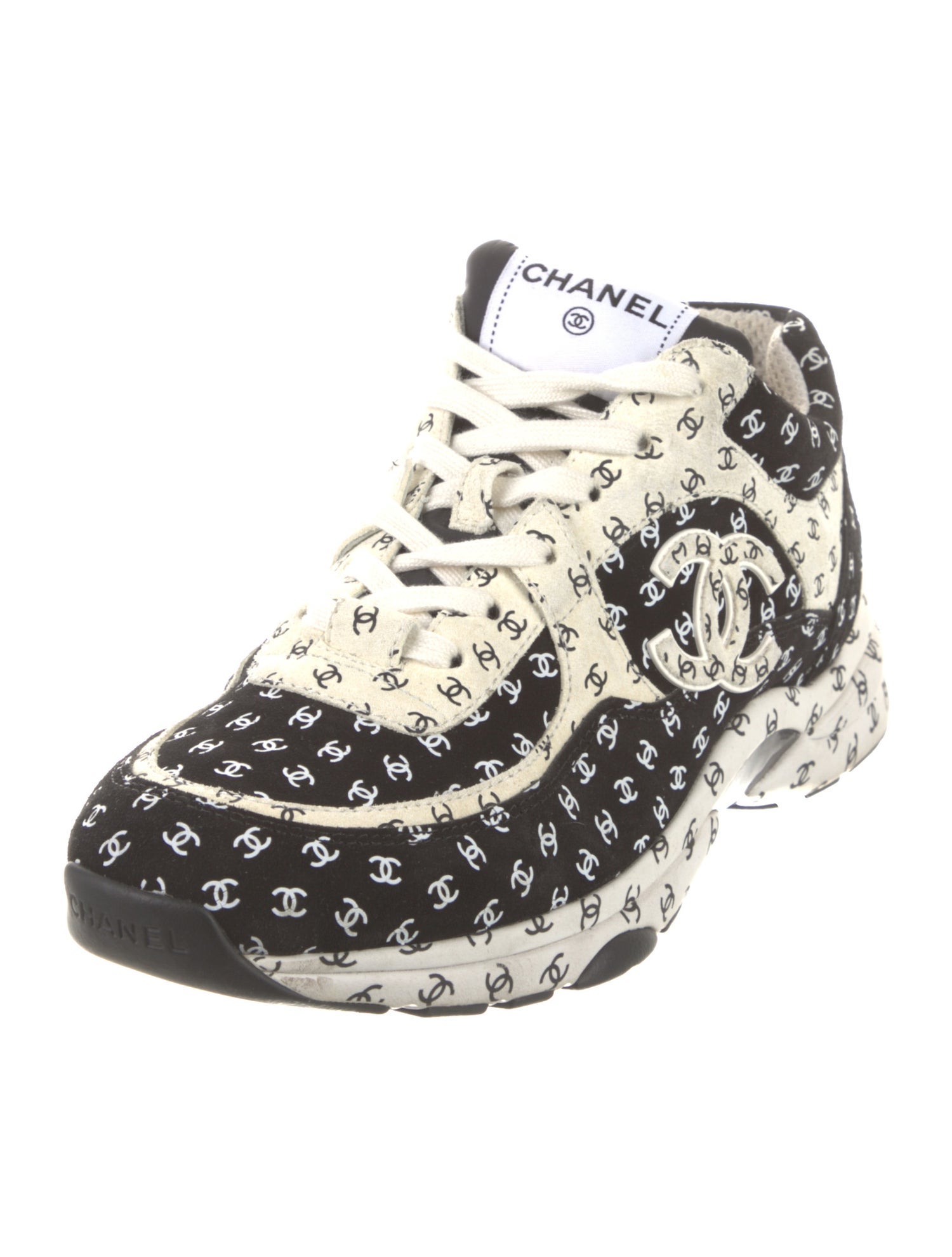 Chanel Interlocking CC Logo Suede Sneakers