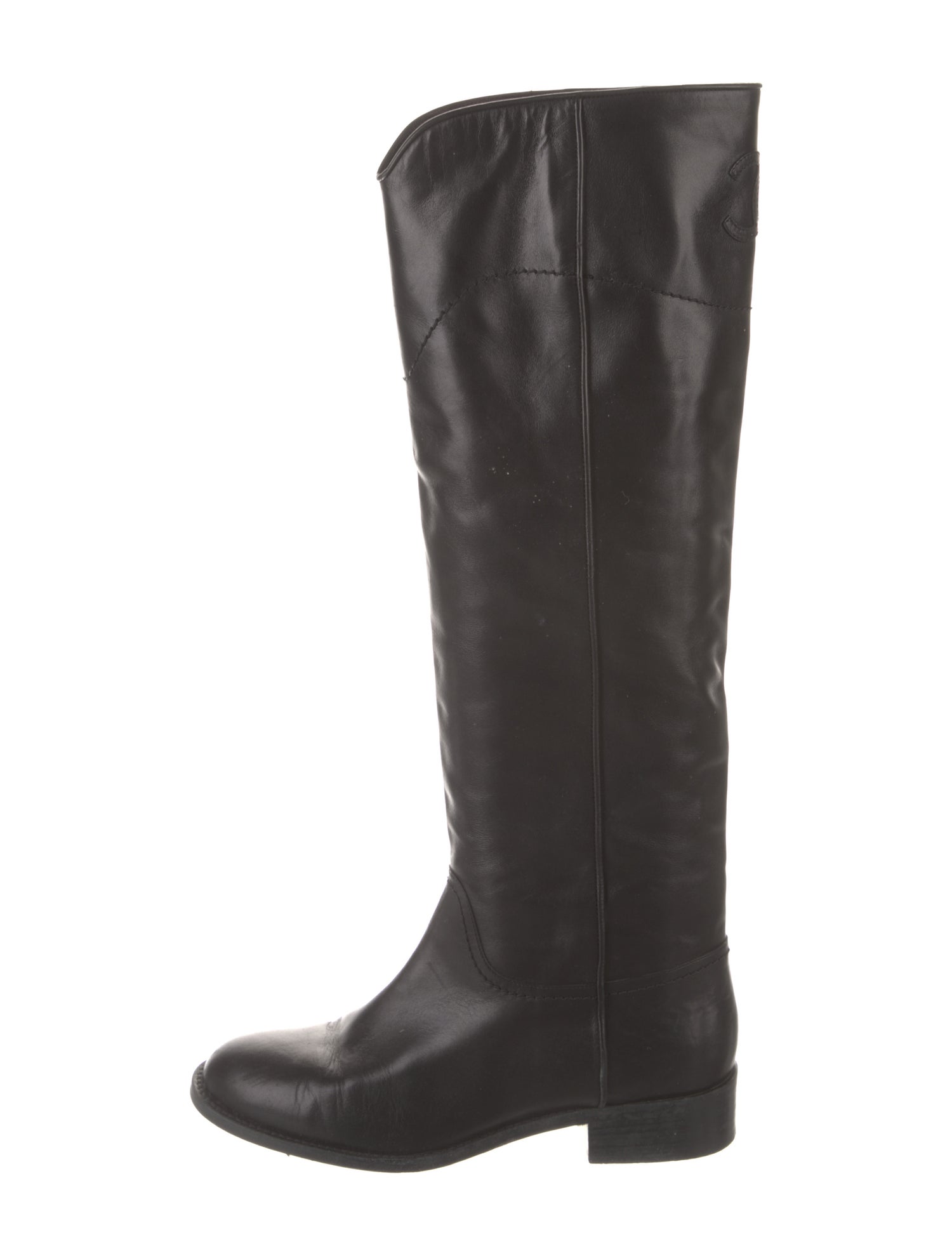 Chanel Interlocking CC Logo Leather Riding Boots