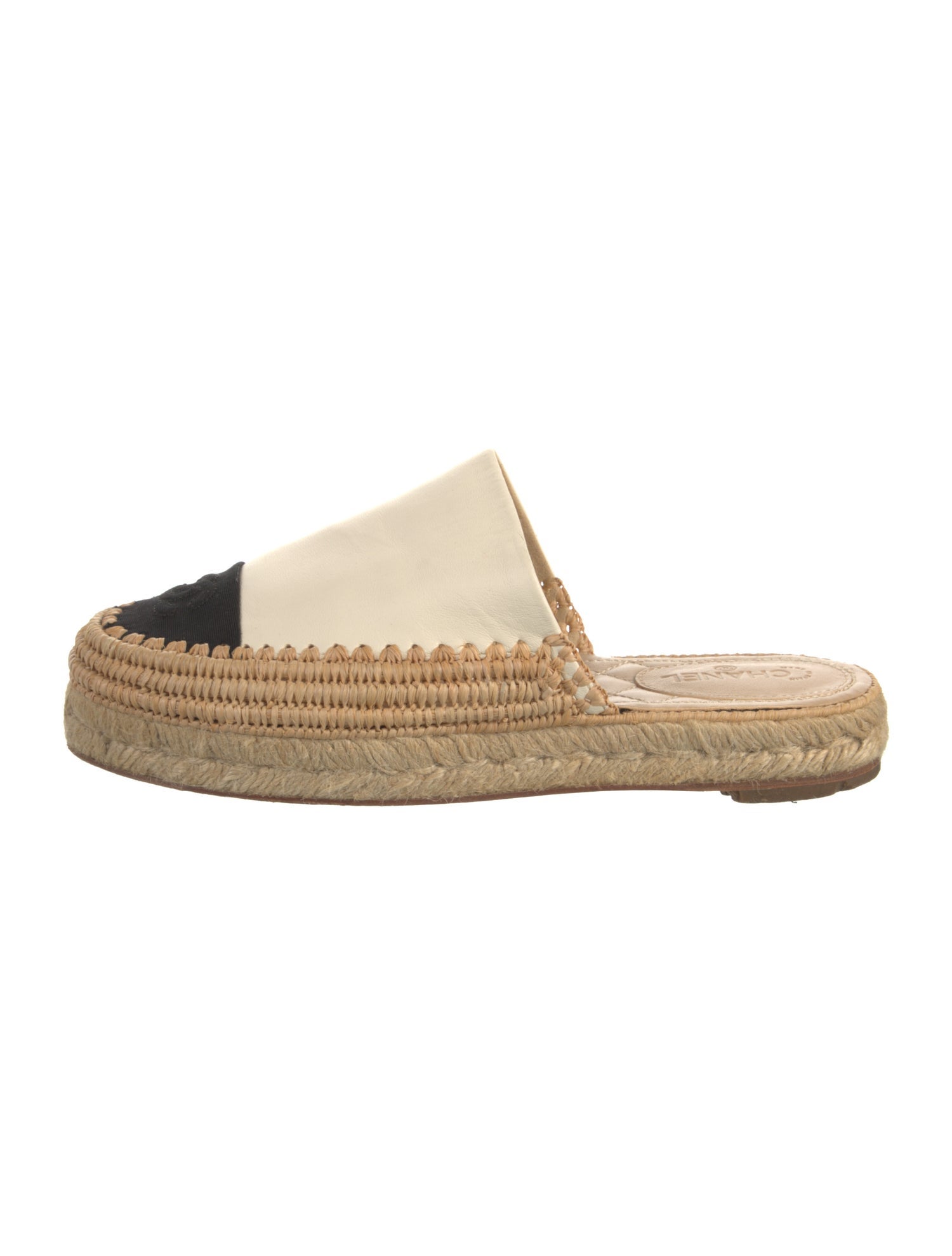 Chanel Interlocking CC Logo Leather Espadrilles