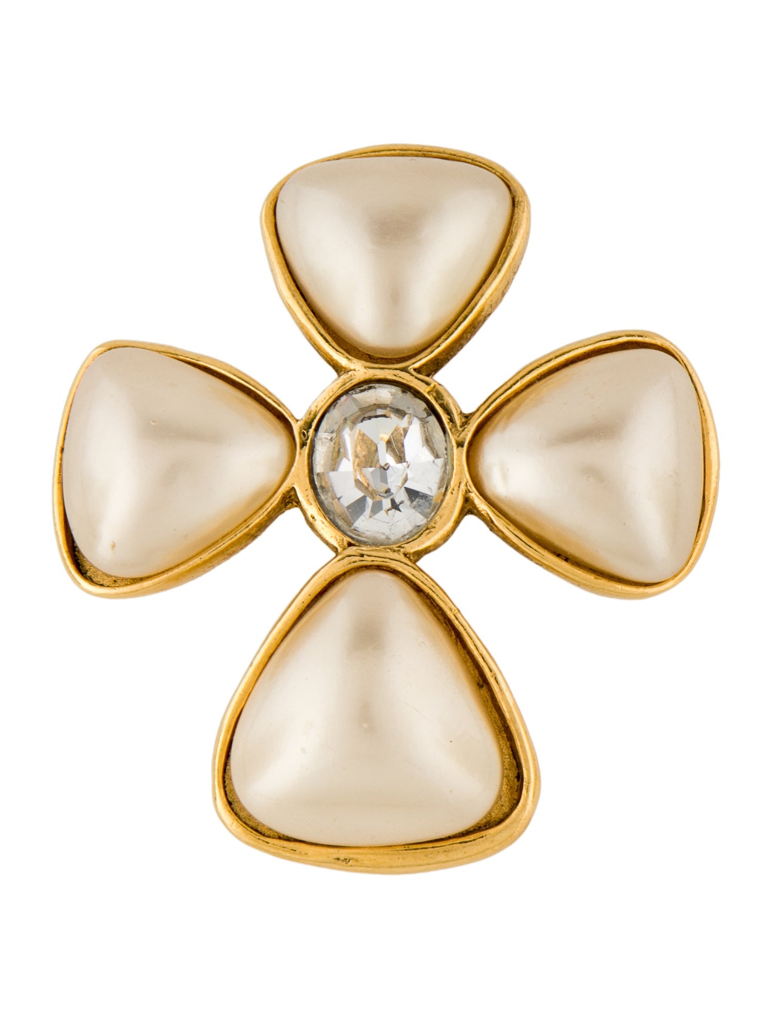 Chanel Vintage Faux Pearl & Strass Brooch