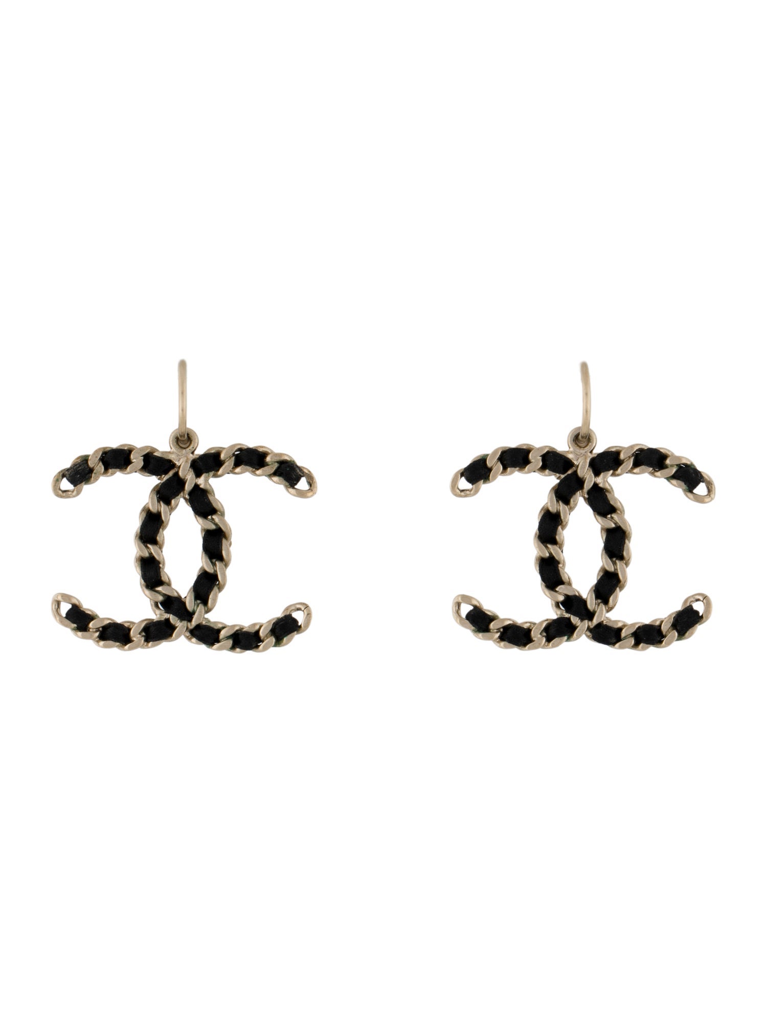 Chanel Leather CC Drop Earrings
