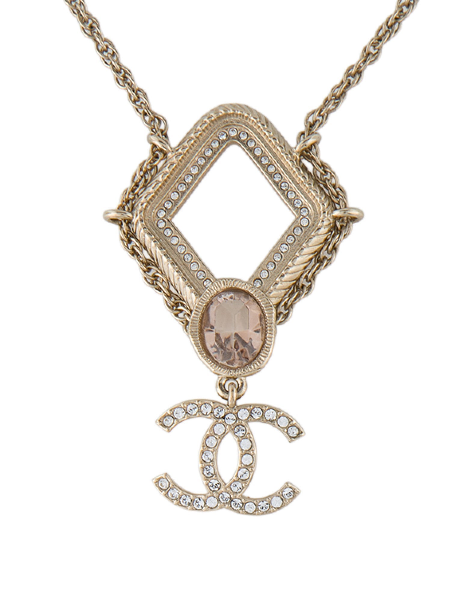 Chanel 2021 Strass CC Pendant Necklace