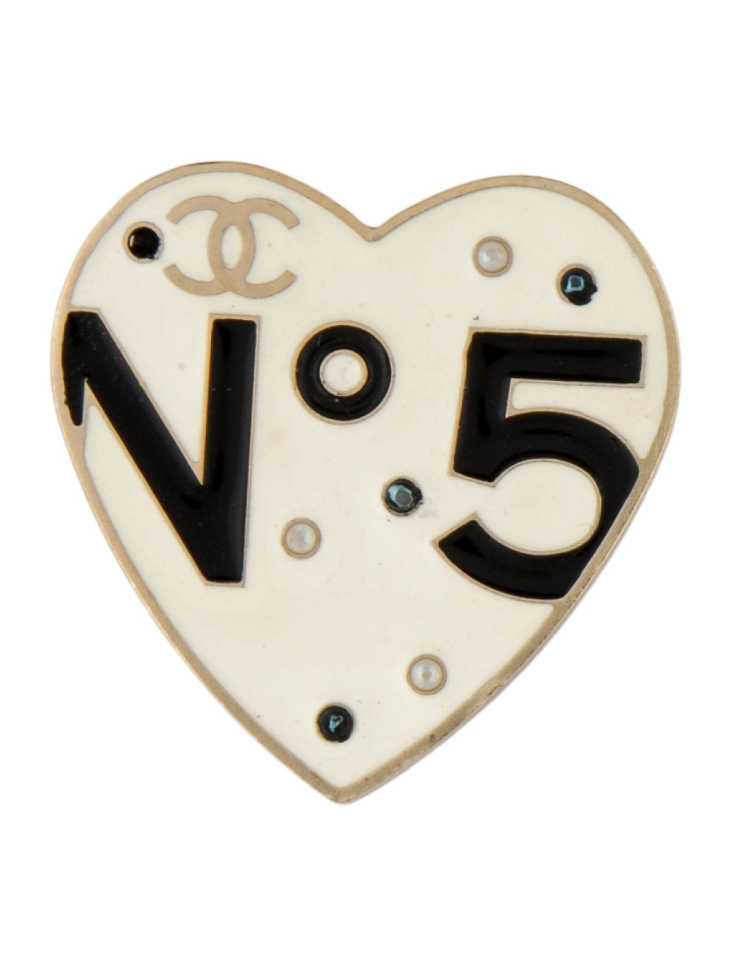 Chanel Faux Pearl & Resin Heart Pendant Brooch
