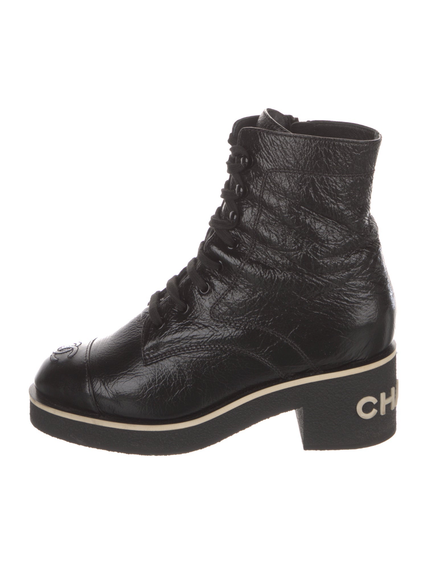 Chanel 2021 Interlocking CC Logo Combat Boots